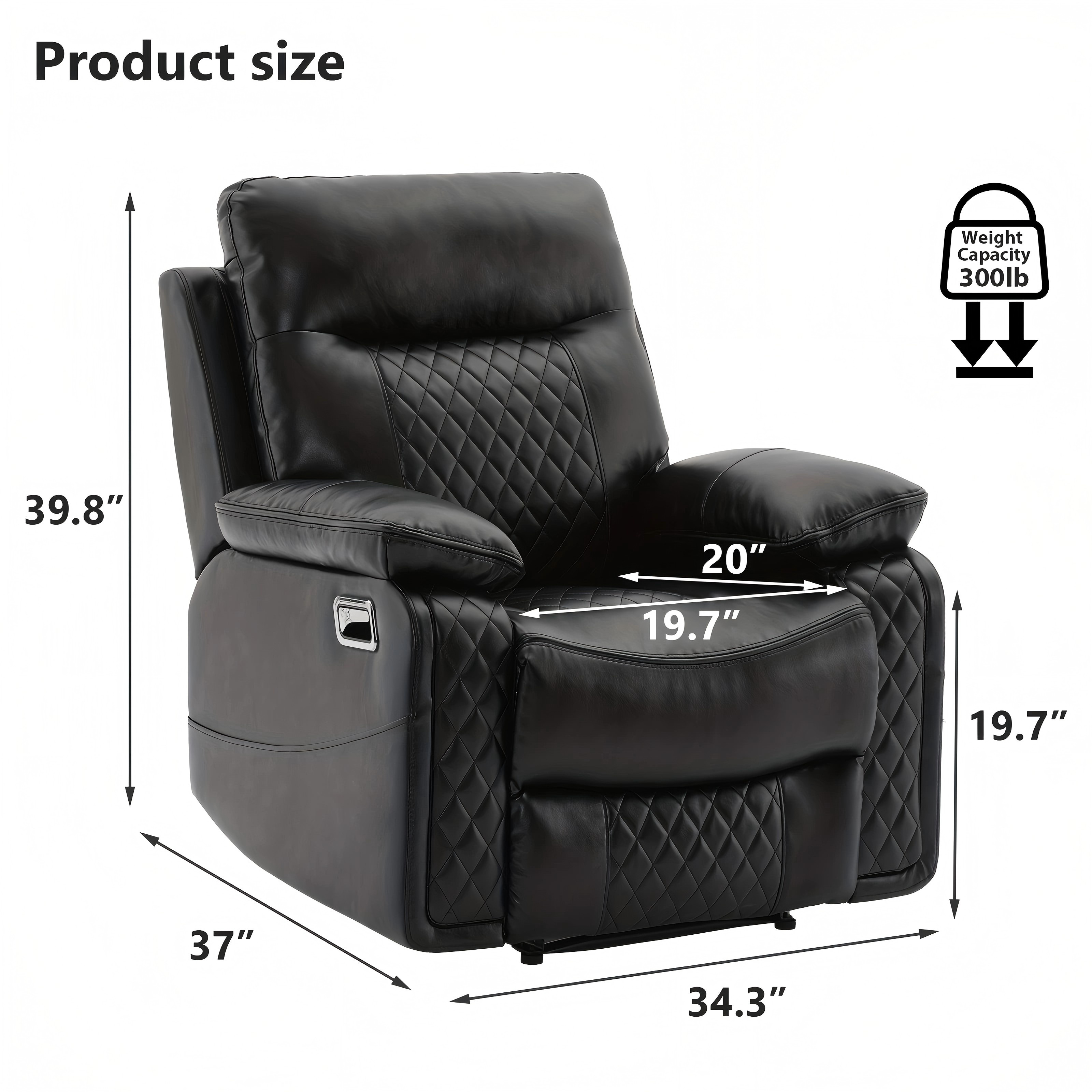 Manual Recliner Chair, Comfy Recliner Single Sofa Chair for Living Room Bedroom