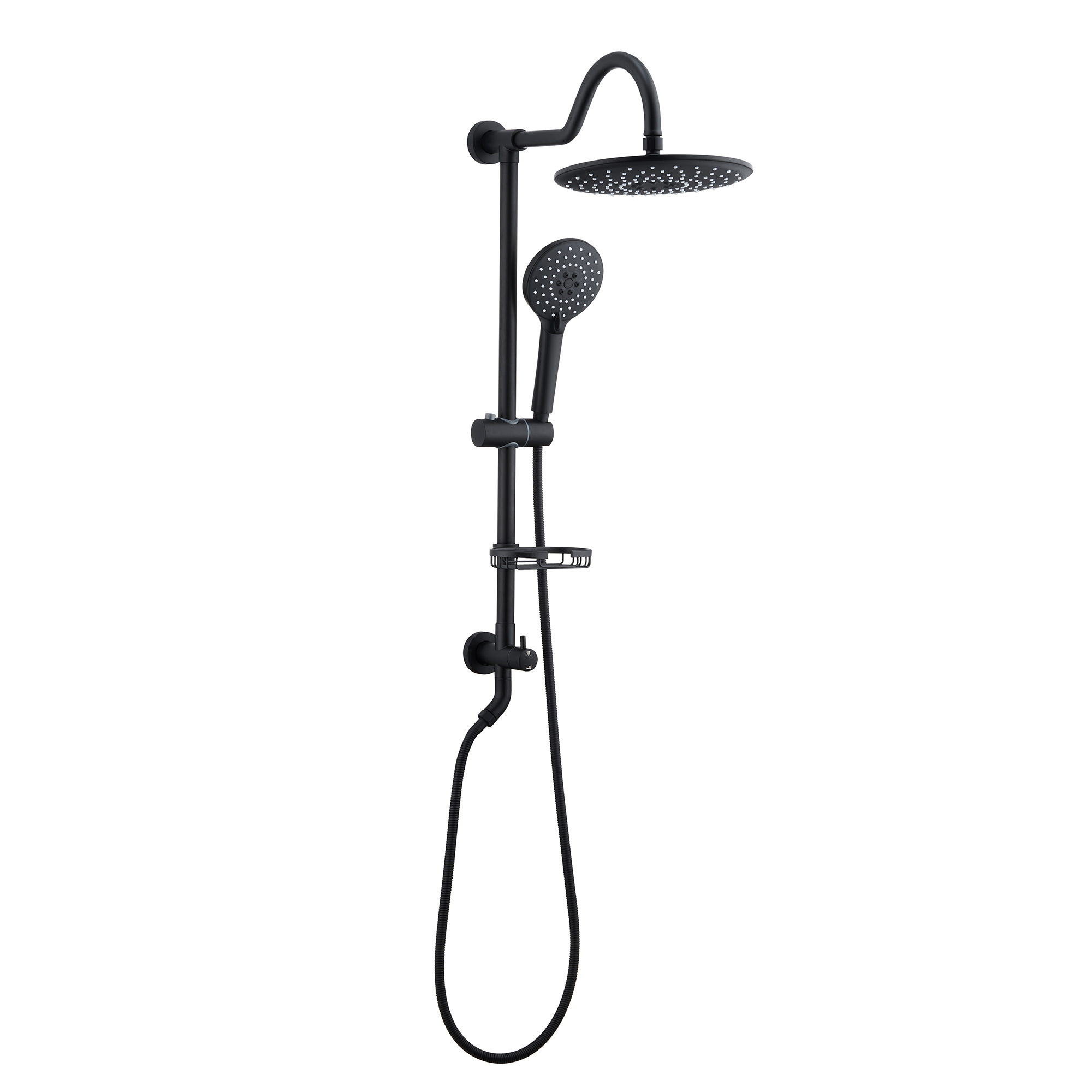 Mondawe ShowerSpas Shower System, with 10" Rain Showerhead, 4-Function Hand Shower, Adjustable Slide Bar and Soap Dish, Matte Black Finish