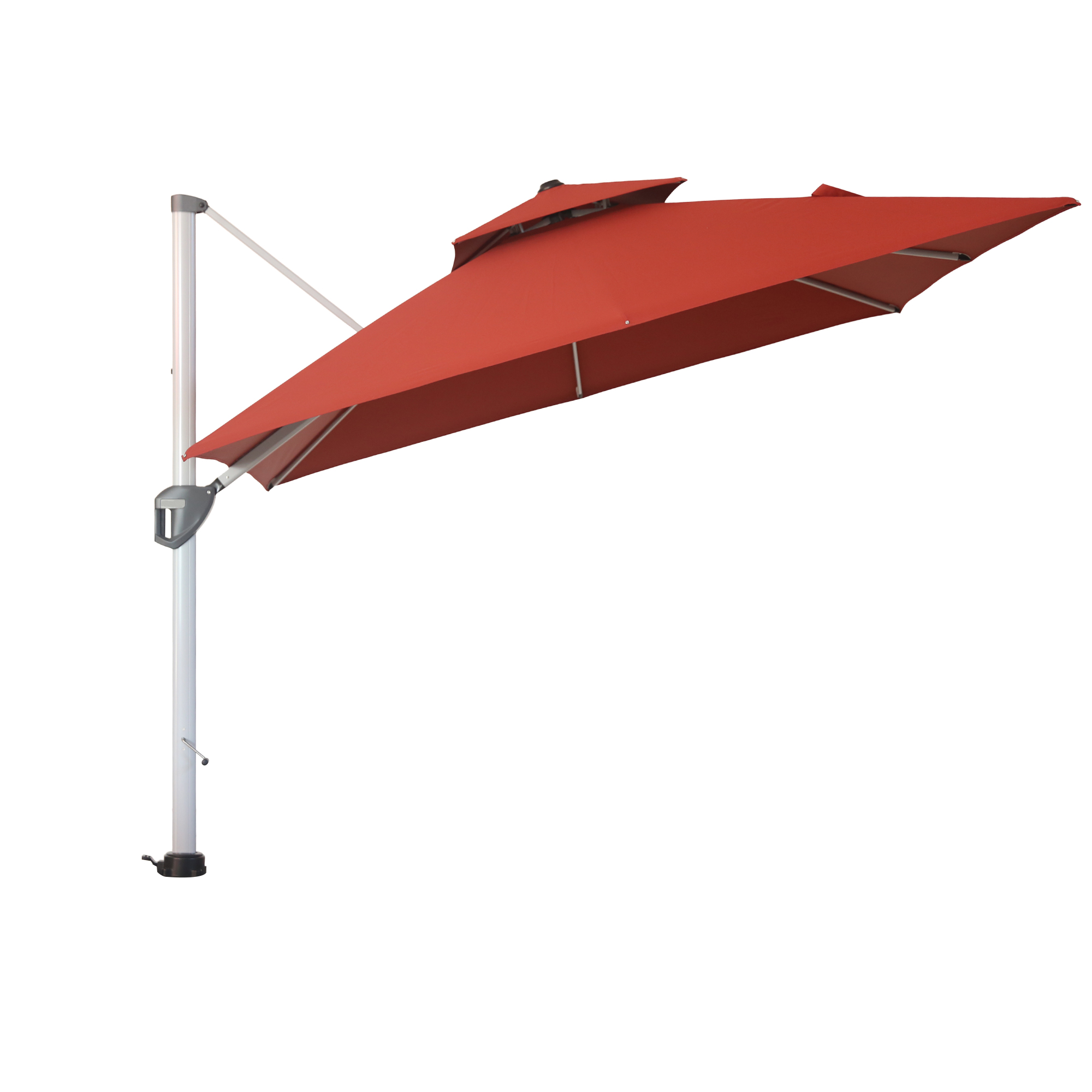 10/11ft Square Cantilever Patio Umbrella with 5 Adjustable Angles, Outdoor Sunshade with Base for Deck, Garden, or Pool