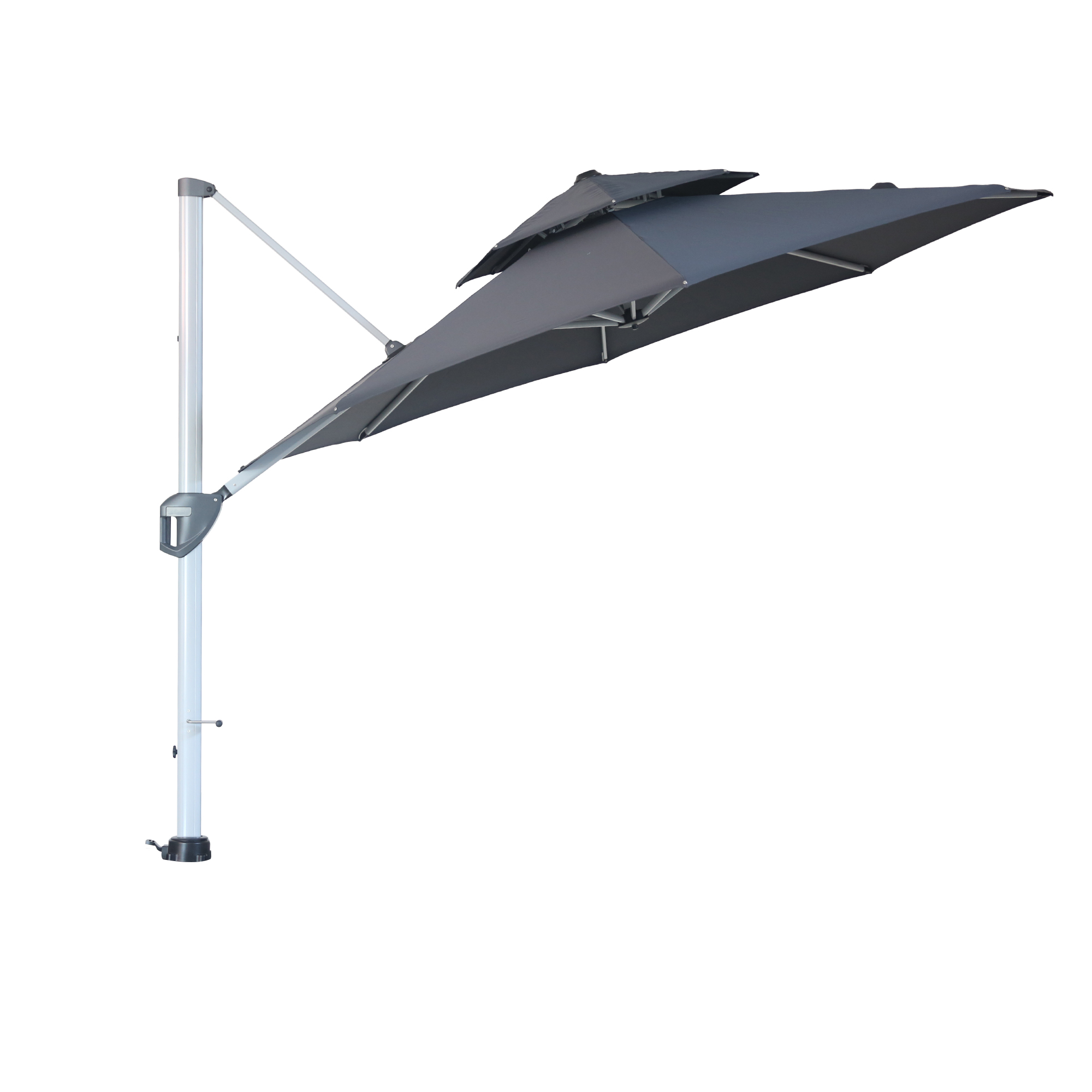 10/11ft Square Cantilever Patio Umbrella with 5 Adjustable Angles, Outdoor Sunshade with Base for Deck, Garden, or Pool