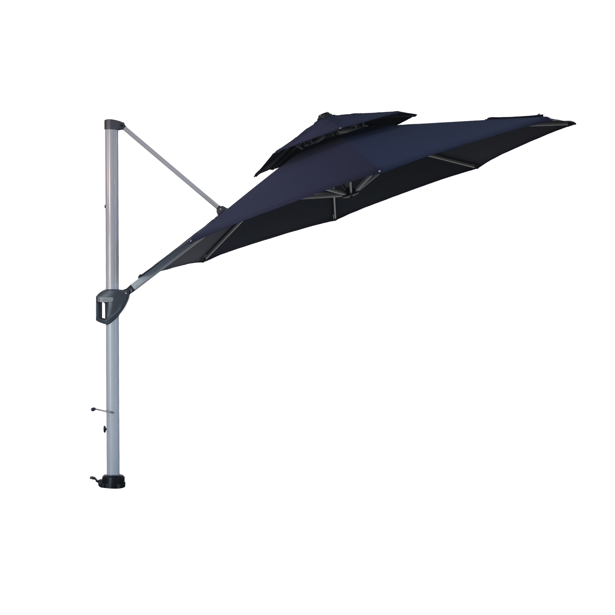 10/11ft Square Cantilever Patio Umbrella with 5 Adjustable Angles, Outdoor Sunshade with Base for Deck, Garden, or Pool