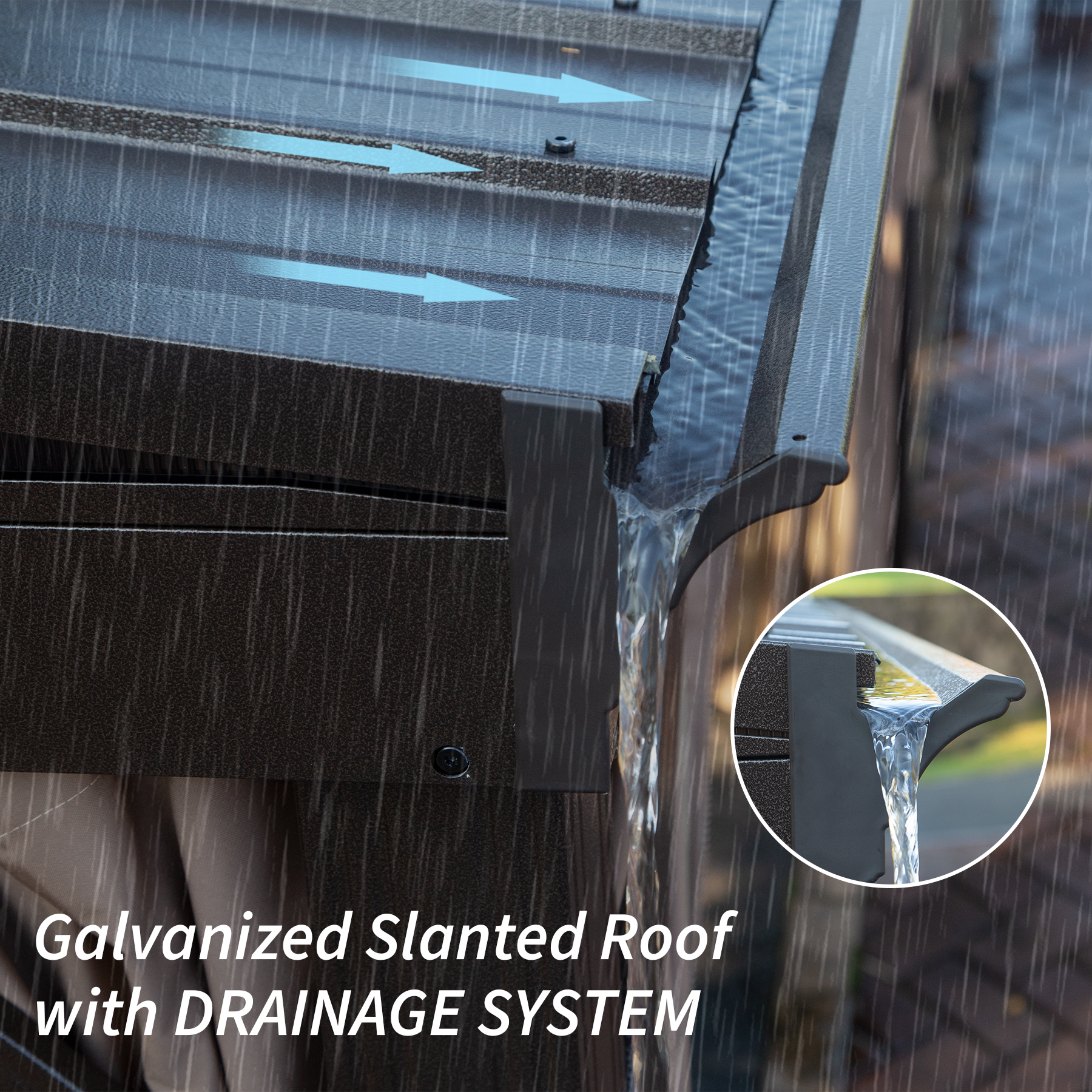 Hardtop Wall Mounted Gazebo with Sloping Galvanized Steel Roof, Aluminum Frame, Drainage System, Curtains and Netting, for Patio, Deck, Garden, Backyard