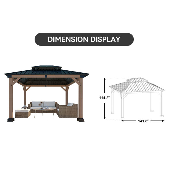 10 ft. x 12 ft. Outdoor Cedar Wood Frame Patio Gazebo Canopy