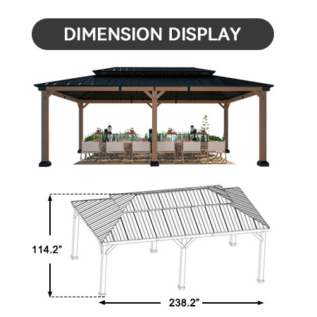 12 ft. x 20 ft. Outdoor Cedar Wood Frame Patio Gazebo