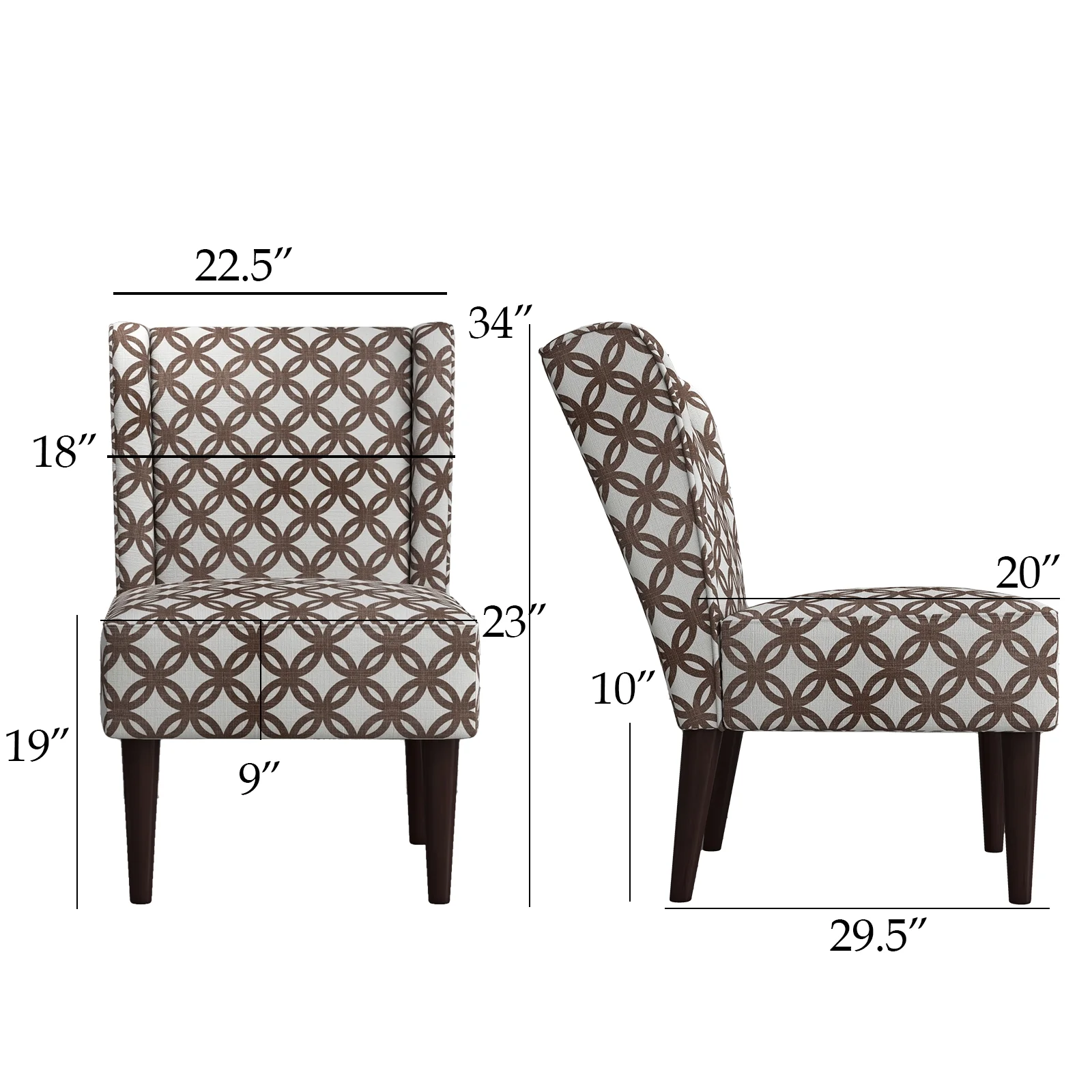 Accent Chair Printed Lounge Chair Armless Side Chair for Living Room Bedroom