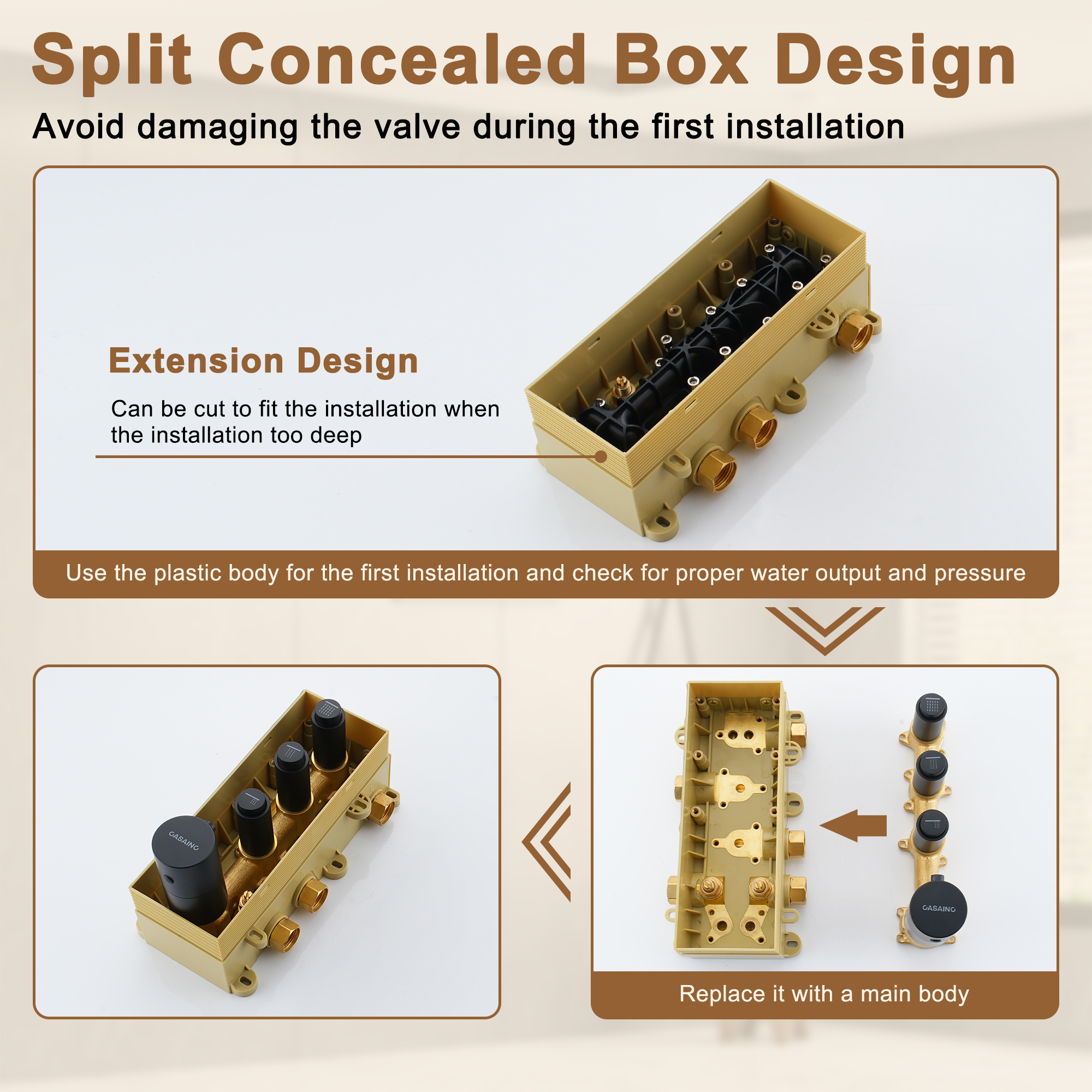 Boyel Living Luxury Thermostatic 3-Spray Patterns 12 in. Flush Ceiling Mount Rainfall Dual Shower Heads with 6-Jets in Brushed Nickel