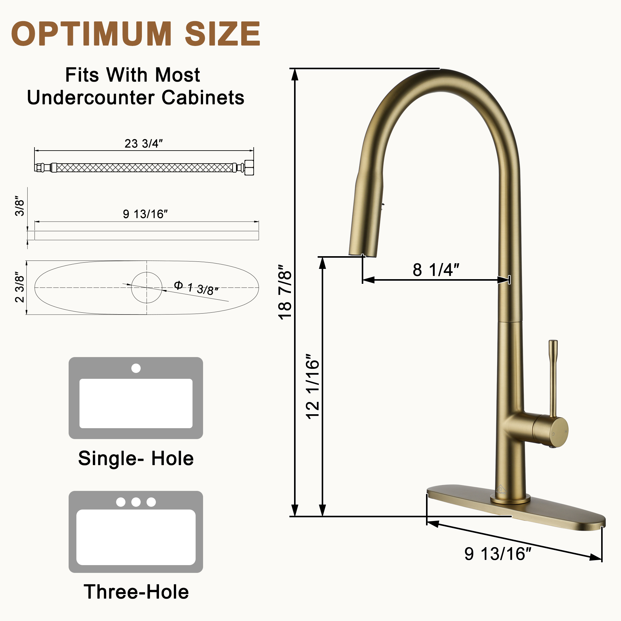 Single Handle Pull-Down Sprayer Kitchen Faucet with Dual-Function Pull out Sprayer head, Stainless Steel in Brushed Nickel/Matte Black/Brushed Gold