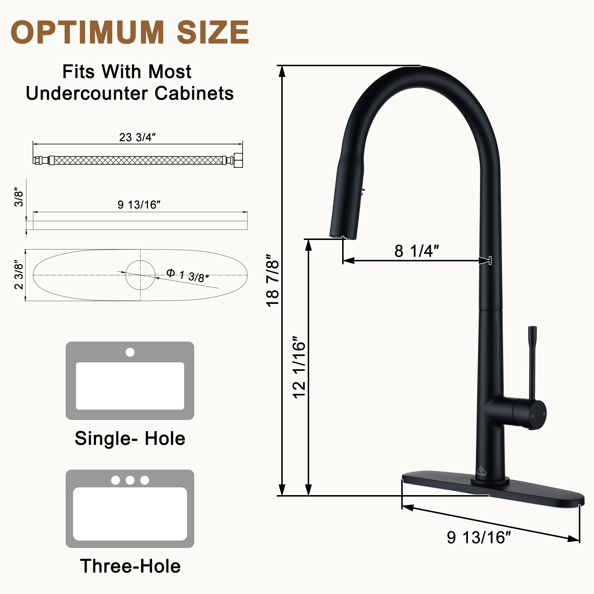 Single Handle Pull-Down Sprayer Kitchen Faucet with Dual-Function Pull out Sprayer head, Stainless Steel in Brushed Nickel/Matte Black/Brushed Gold