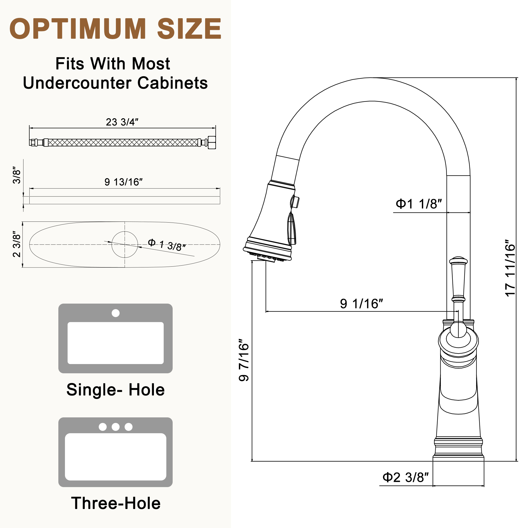 Single-Handle Kitchen Faucet with Pull-Out Sprayer in Brushed Nickel/Matte Black/Brushed Gold