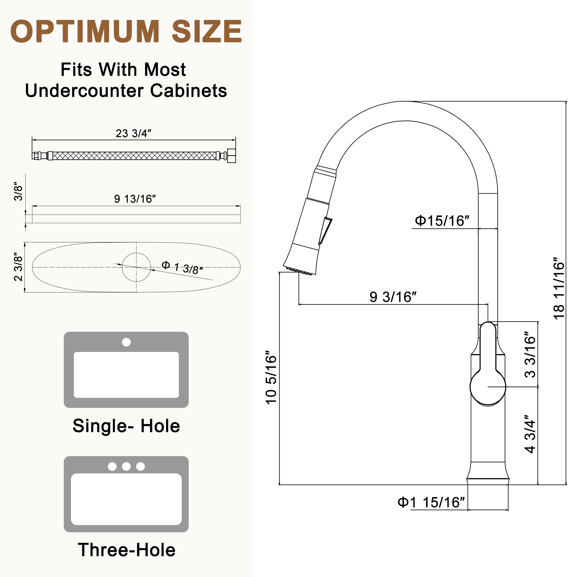 1.8 GPM Single-Handle Pull-Down Kitchen Faucet Single Hole Faucet Brushed Nickel/Matte Black/Brushed Gold