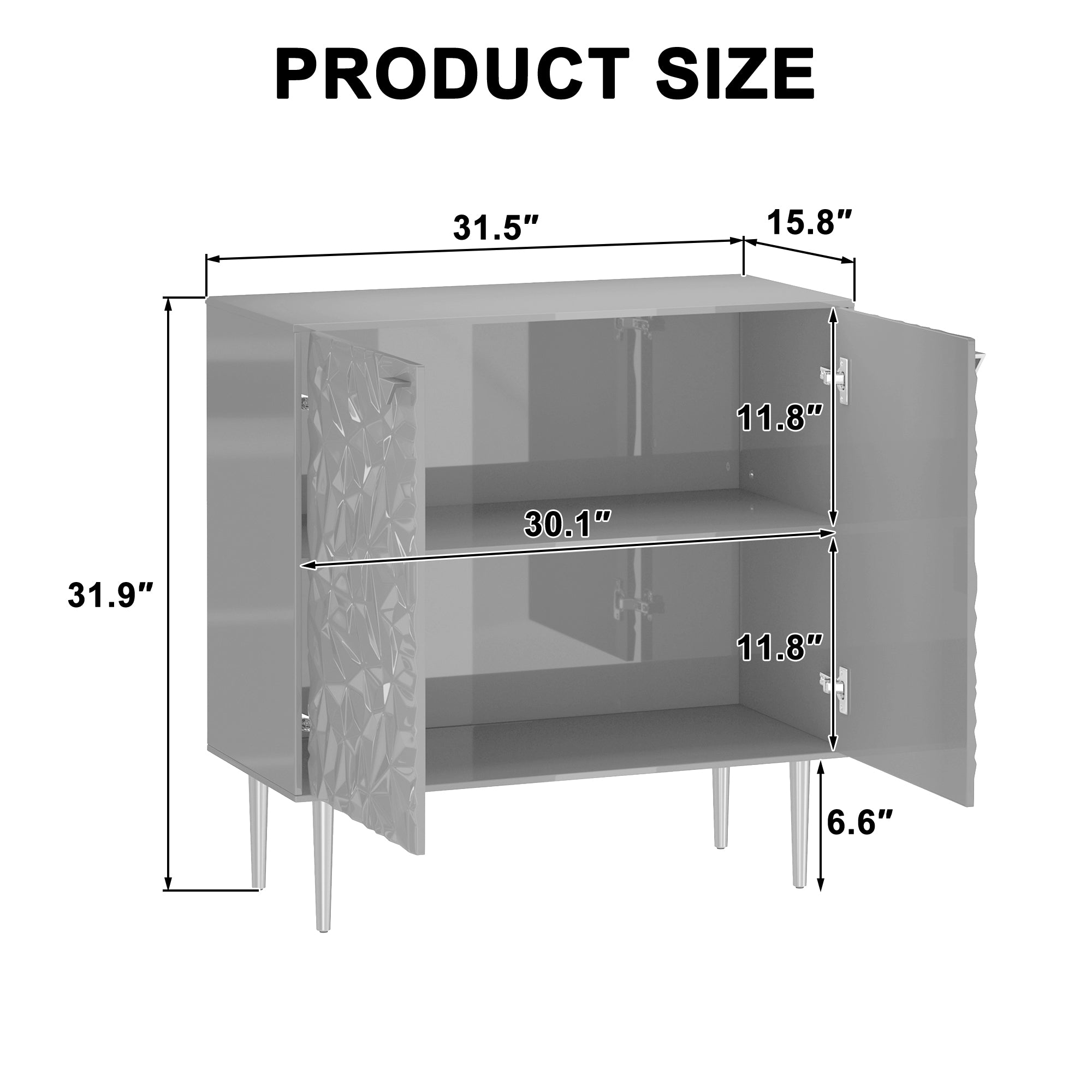 Boyel Living 2 Door Cabinet With Elegant Raised Diamond Pattern