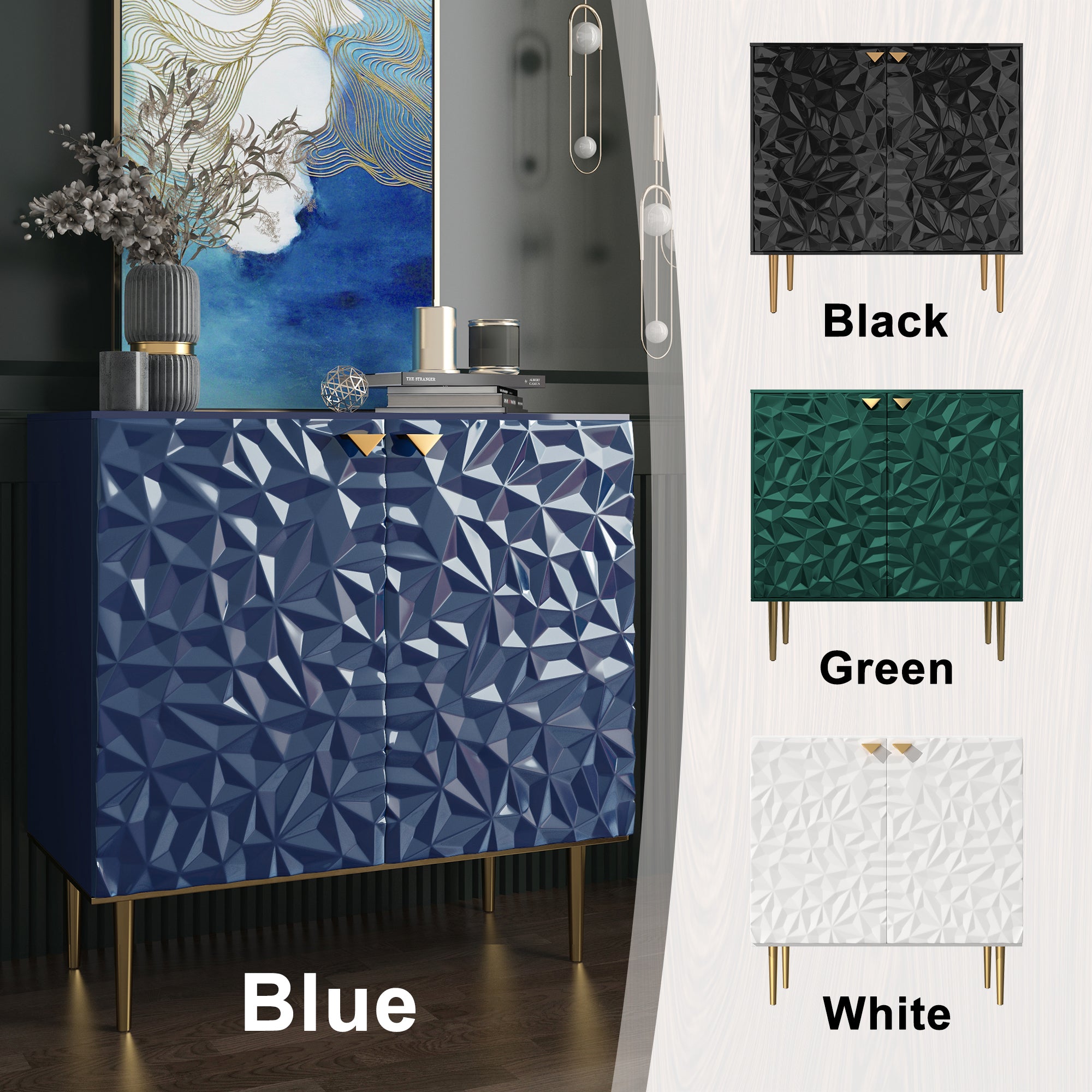 Boyel Living 2 Door Cabinet With Elegant Raised Diamond Pattern