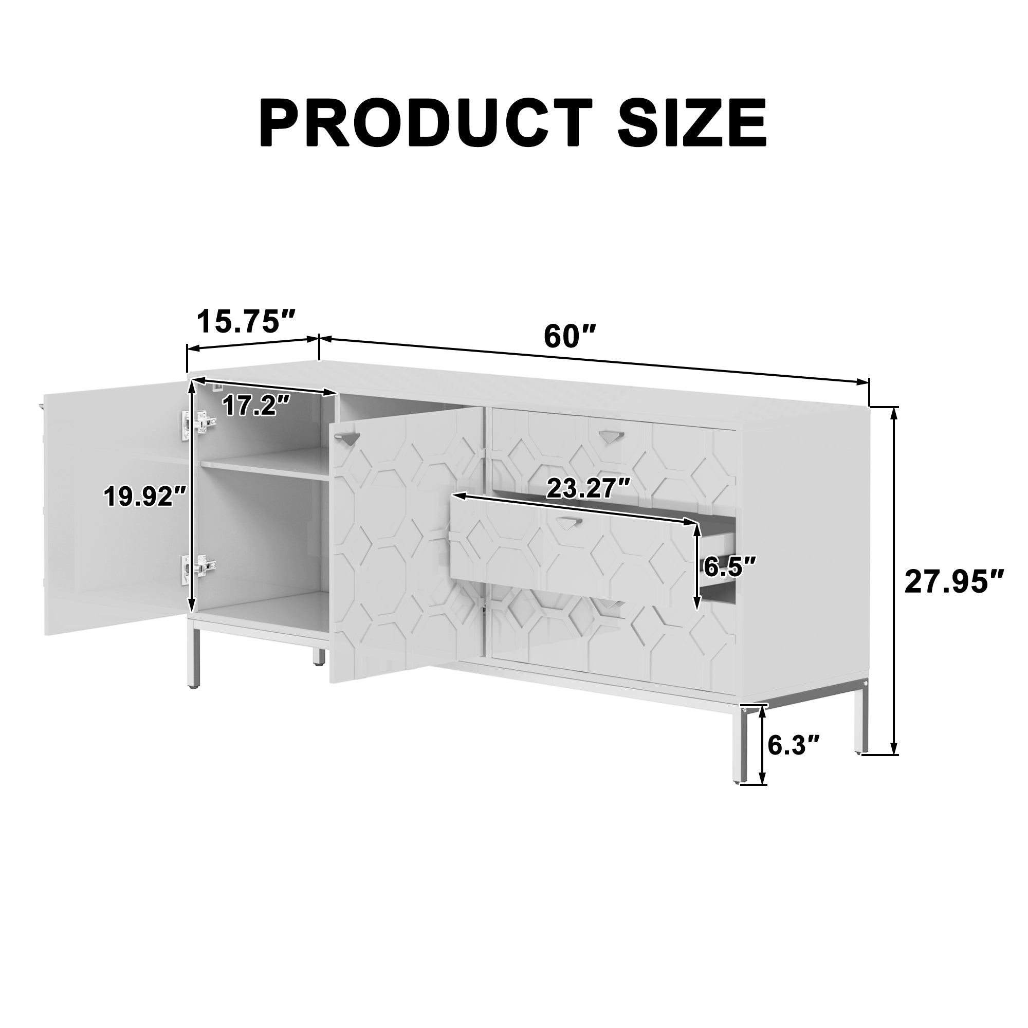 Sideboard Cabinet with Storage 3 Drawers & 2 Doors, Console Table with Storage Cabinet Buffet Cabinet for Living Room, Dining Room, Entryway