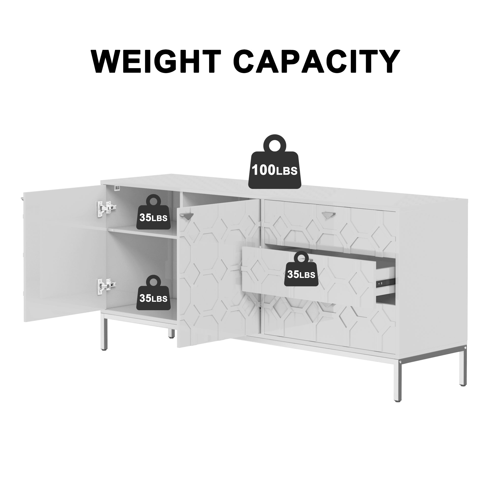 Sideboard Cabinet with Storage 3 Drawers & 2 Doors, Console Table with Storage Cabinet Buffet Cabinet for Living Room, Dining Room, Entryway