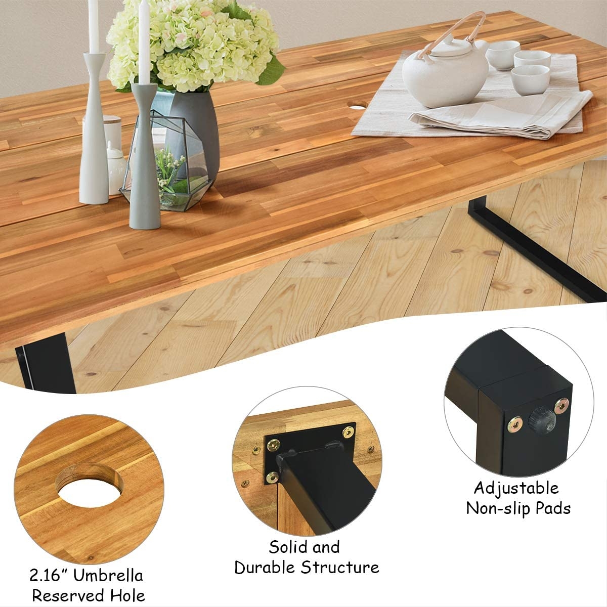 Mondawe 7 Pieces Outdoor Patio Rattan Dining Furniture Table Set with Wicker Chairs-Mondawe