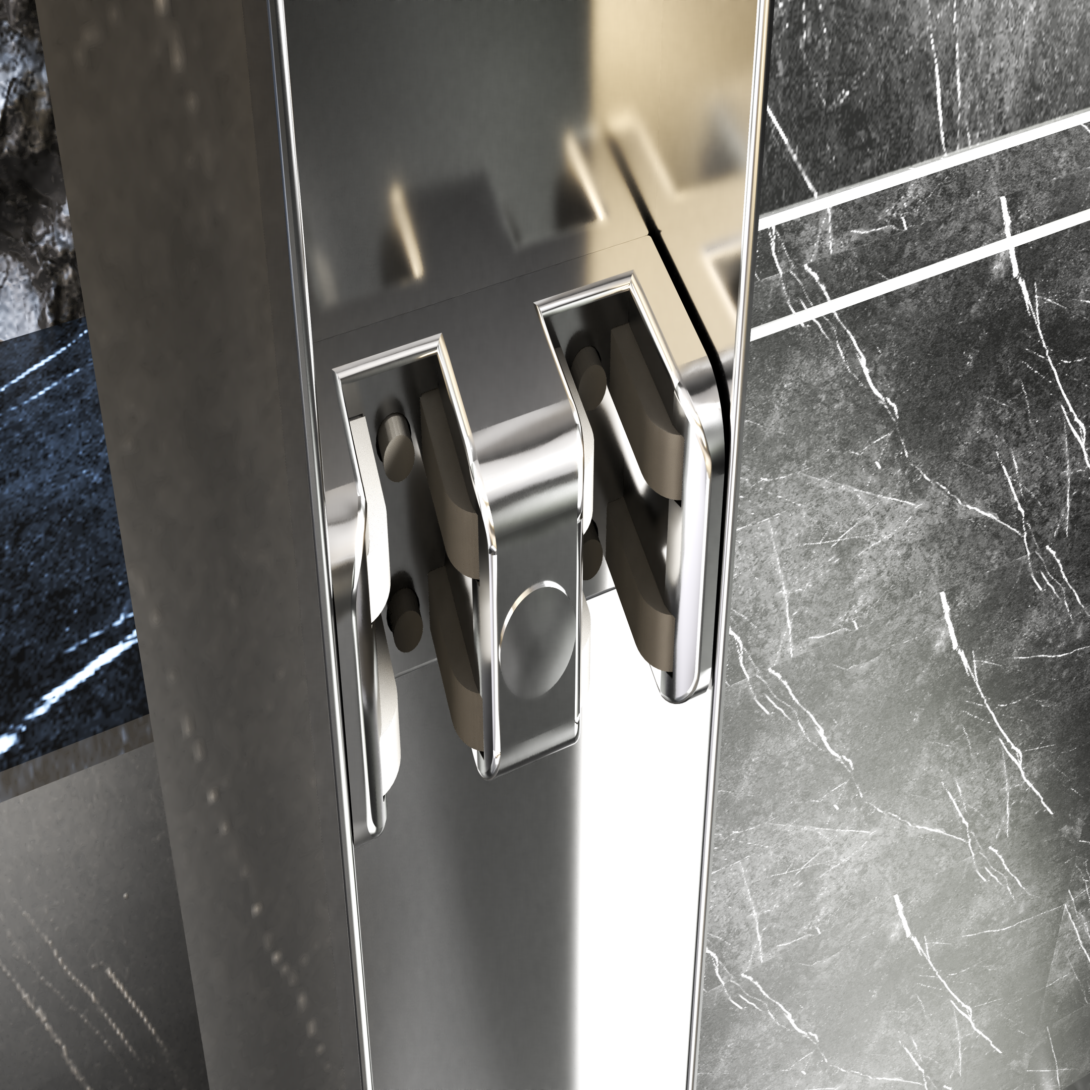 56"-60"W*70" H Semi-Frameless Double Sliding Shower Door, Bypass Shower Door, 1/4" (6mm) Thick SGCC Tempered Glass Door with Explosion-Proof Film