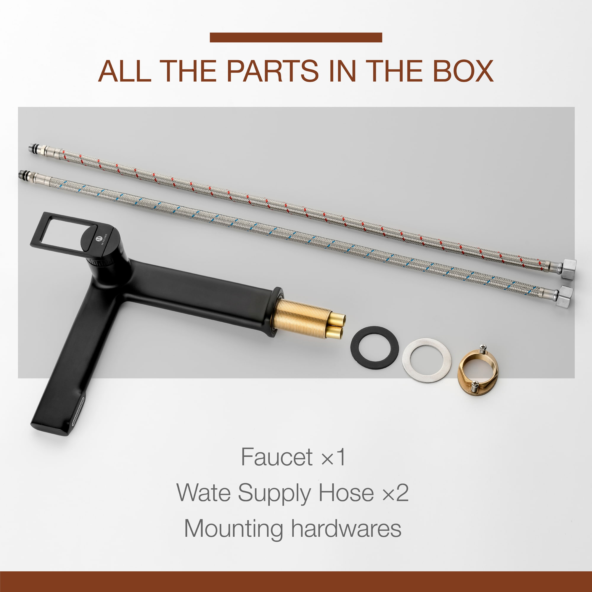 Mondawe Modern Design Single Hole Bathroom Faucet(Black/Gray/Gold)-Mondawe