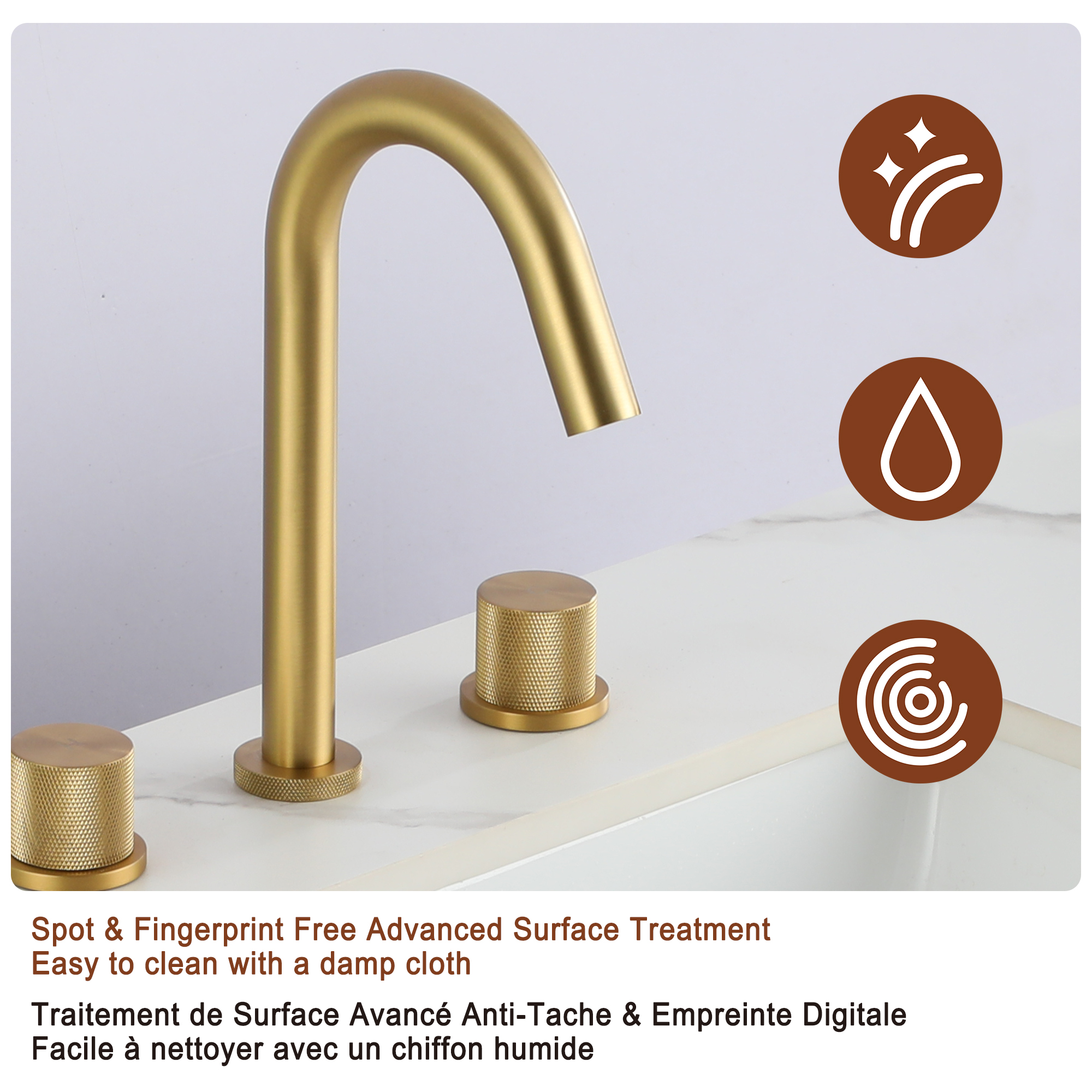 Mondawe 8 in. Widespread Double-Handle Bathroom Faucet in Nickel Brushed/Black/Brushed Gold-Mondawe