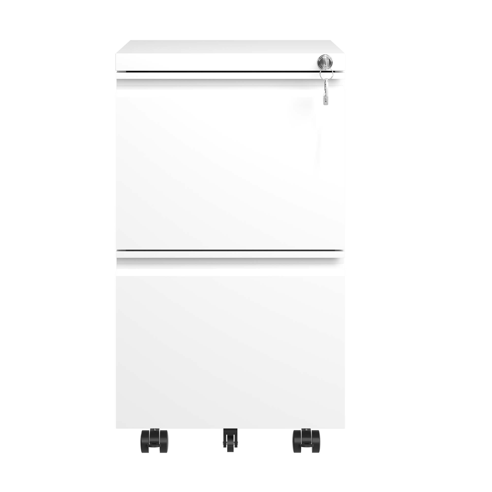 2 Drawer Metal  Mobile File Cabinet, Rolling File Cabinet with Lock for Hanging Legal/Letter/A4 Size,Fully Assembled Except Wheels