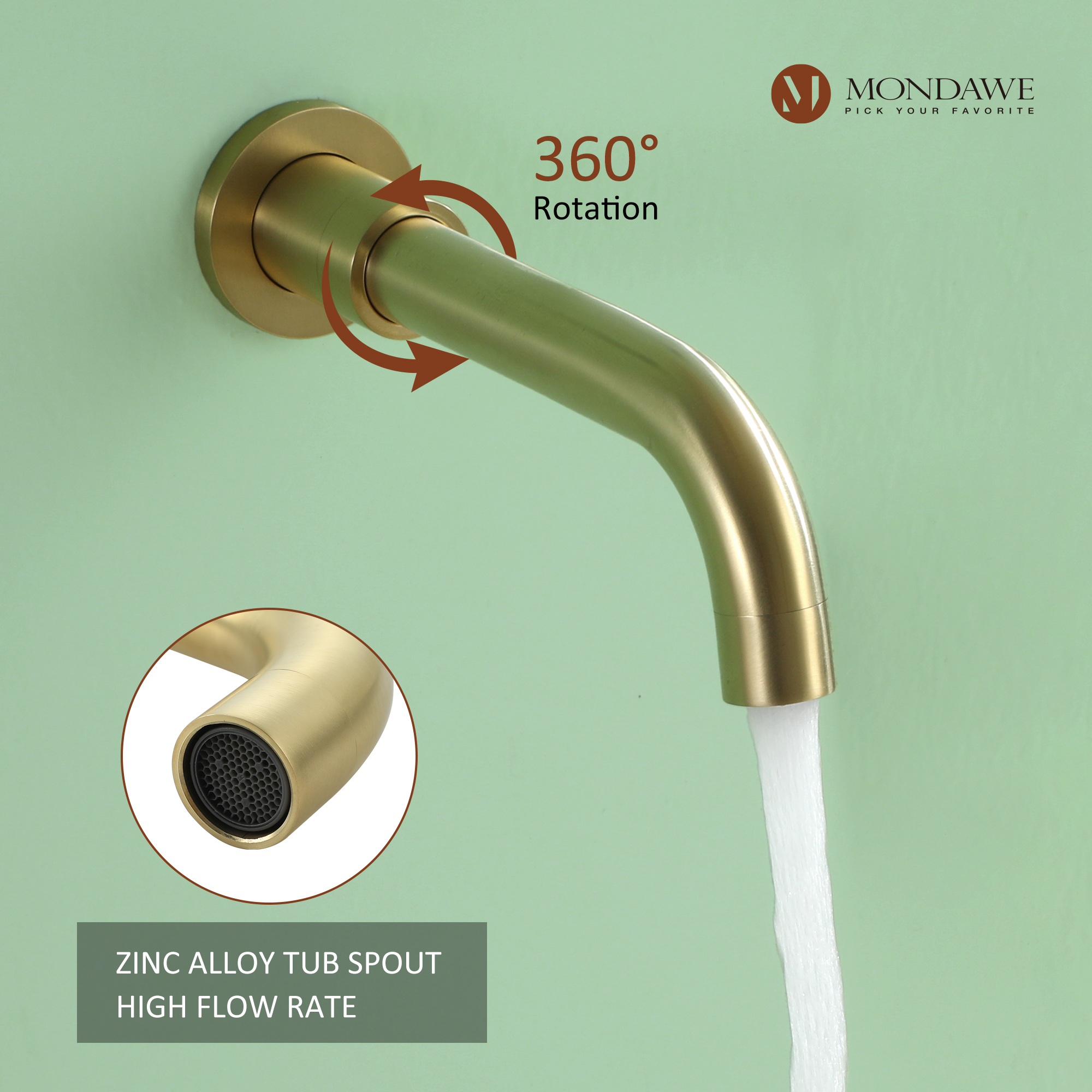 Mondawe Three function Pressure Balance Shower Set with 10 in Round Shower Head(5 color, Valve Included)-Mondawe