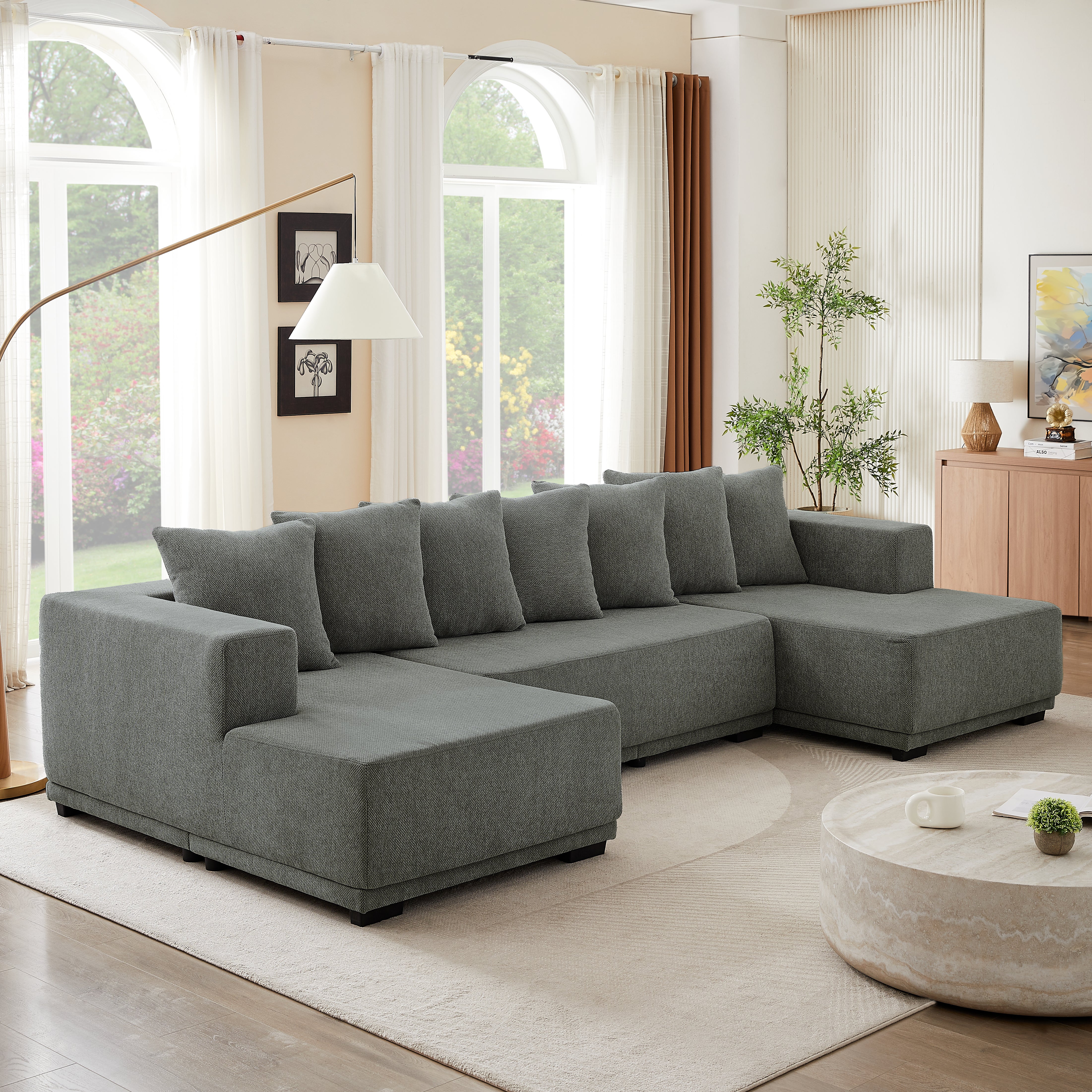 Chenille U-Shaped Sectional Sofa Set
