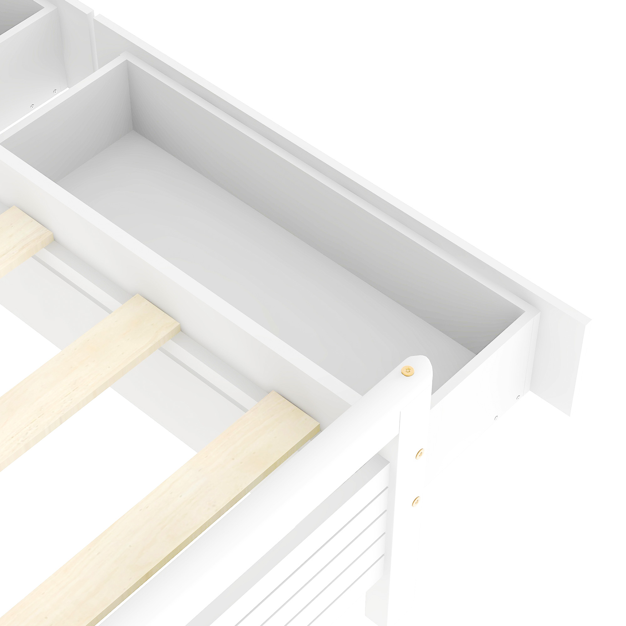 Full Size Wooden Platform Bed with 2 Storage Drawers and 2 bedside tables, White 