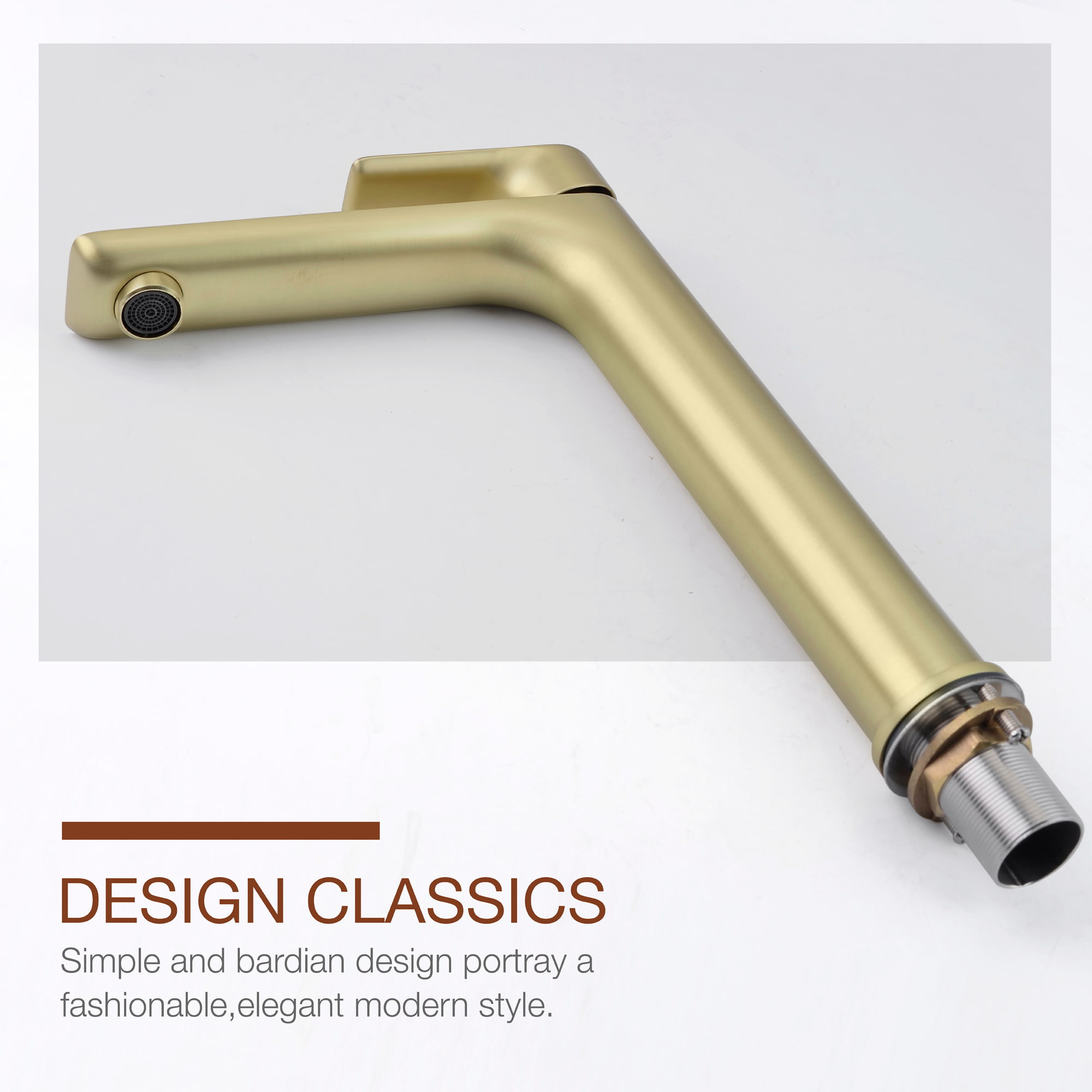 Mondawe Single Hole Modern Bathroom Faucet in Black/Gold-Mondawe