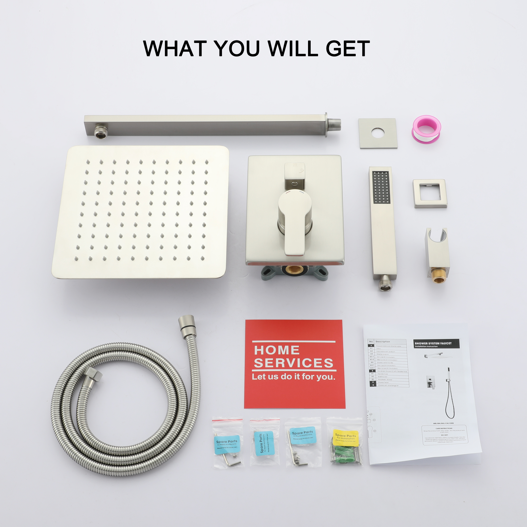 Boyel Living 10 in. Shower System Shower Towers with Hand Shower in Matte Black