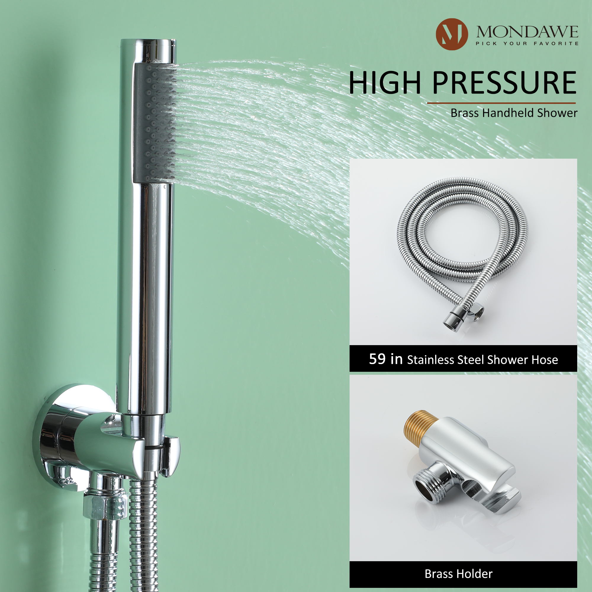 Mondawe Three function Pressure Balance Shower Set with 10 in Round Shower Head(5 color, Valve Included)-Mondawe