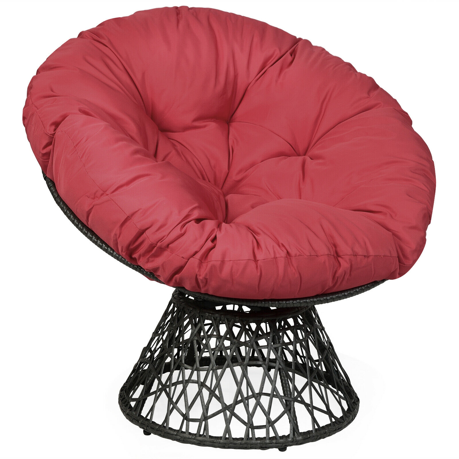 Mondawe Rattan Papasan Chair Ergonomic 360-degree Swivel Soft Cushion Garden-Mondawe
