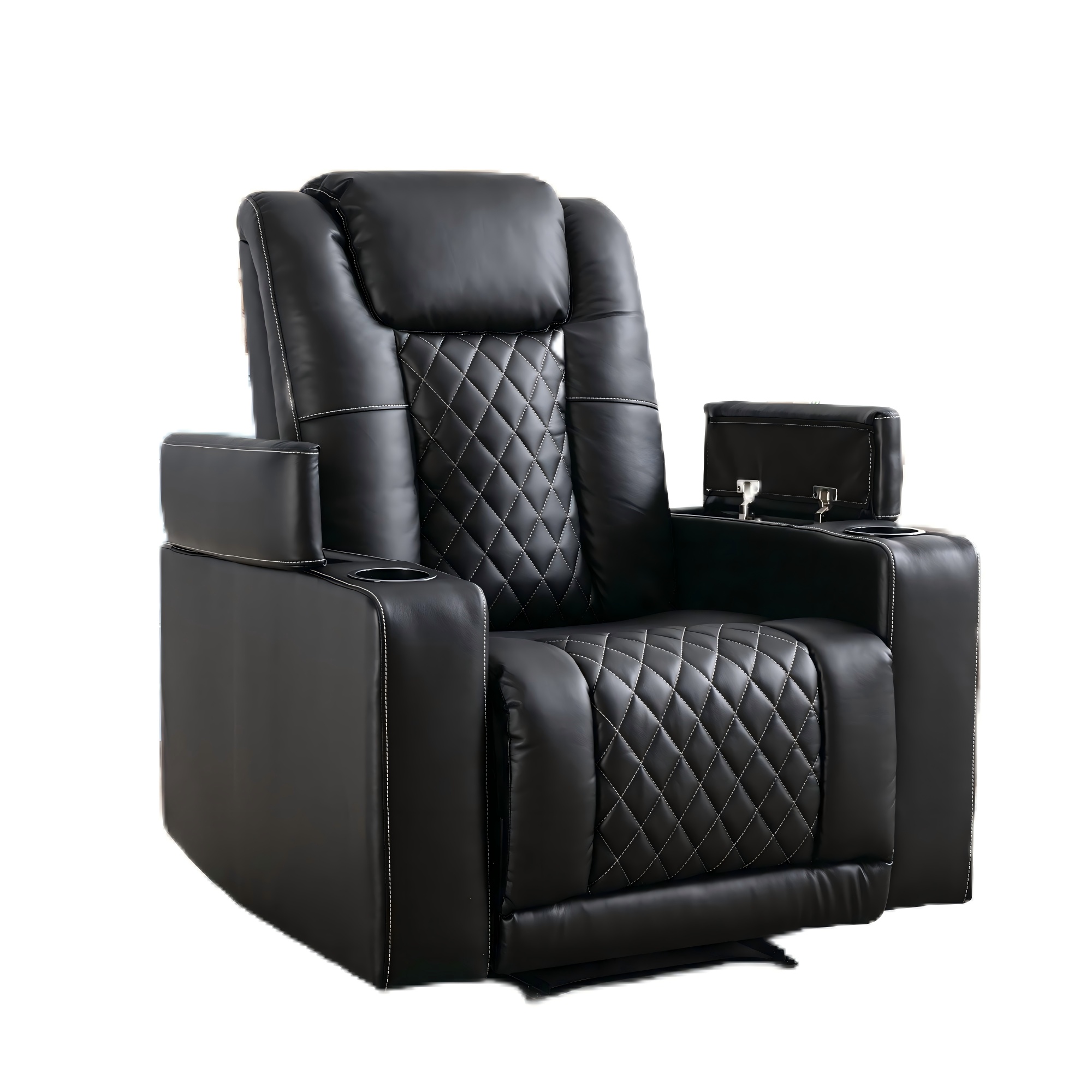 PU Leather Power Recliner Home Theater Recliner with Cup Holder, USB Port