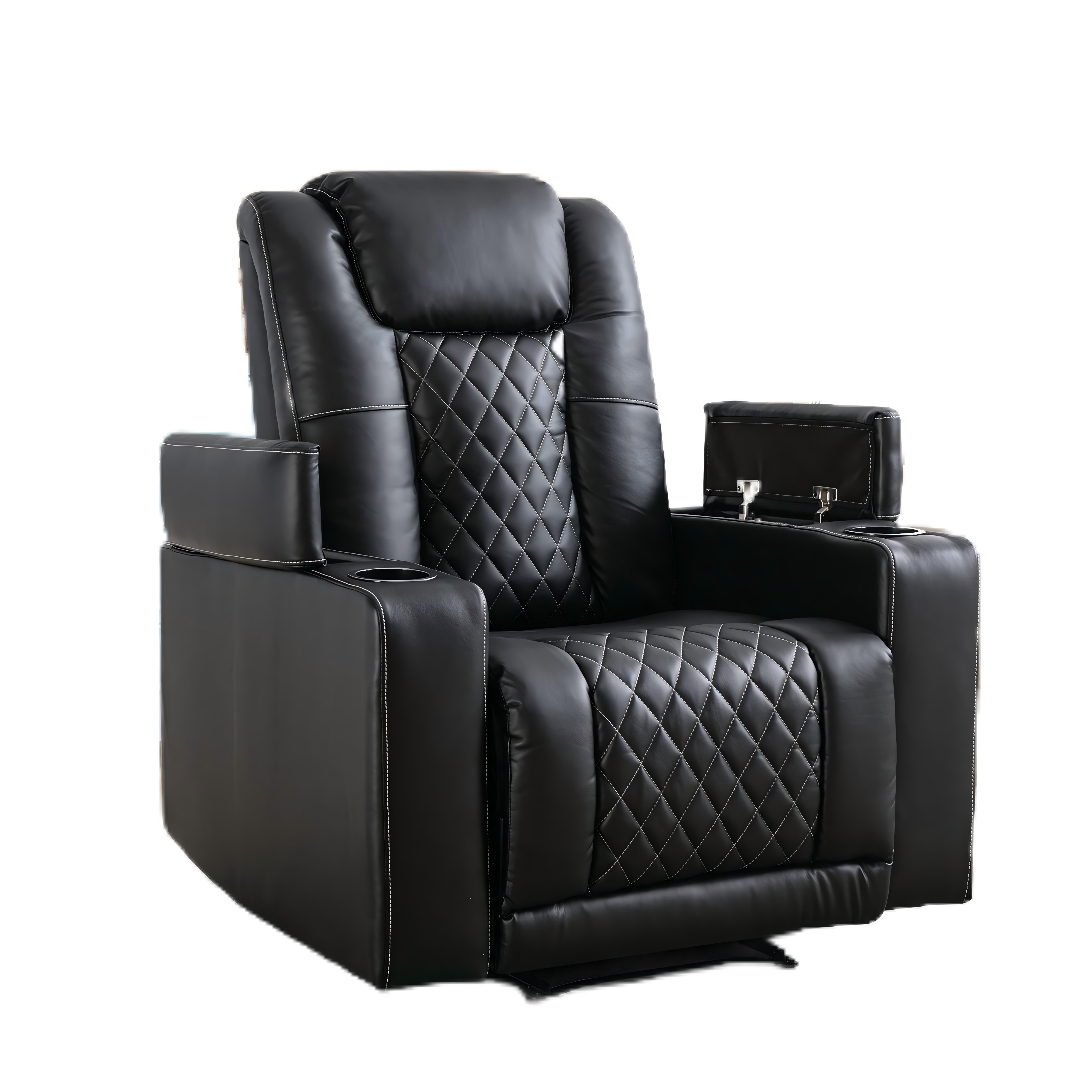 PU Leather Power Recliner Home Theater Recliner with Cup Holder, USB Port
