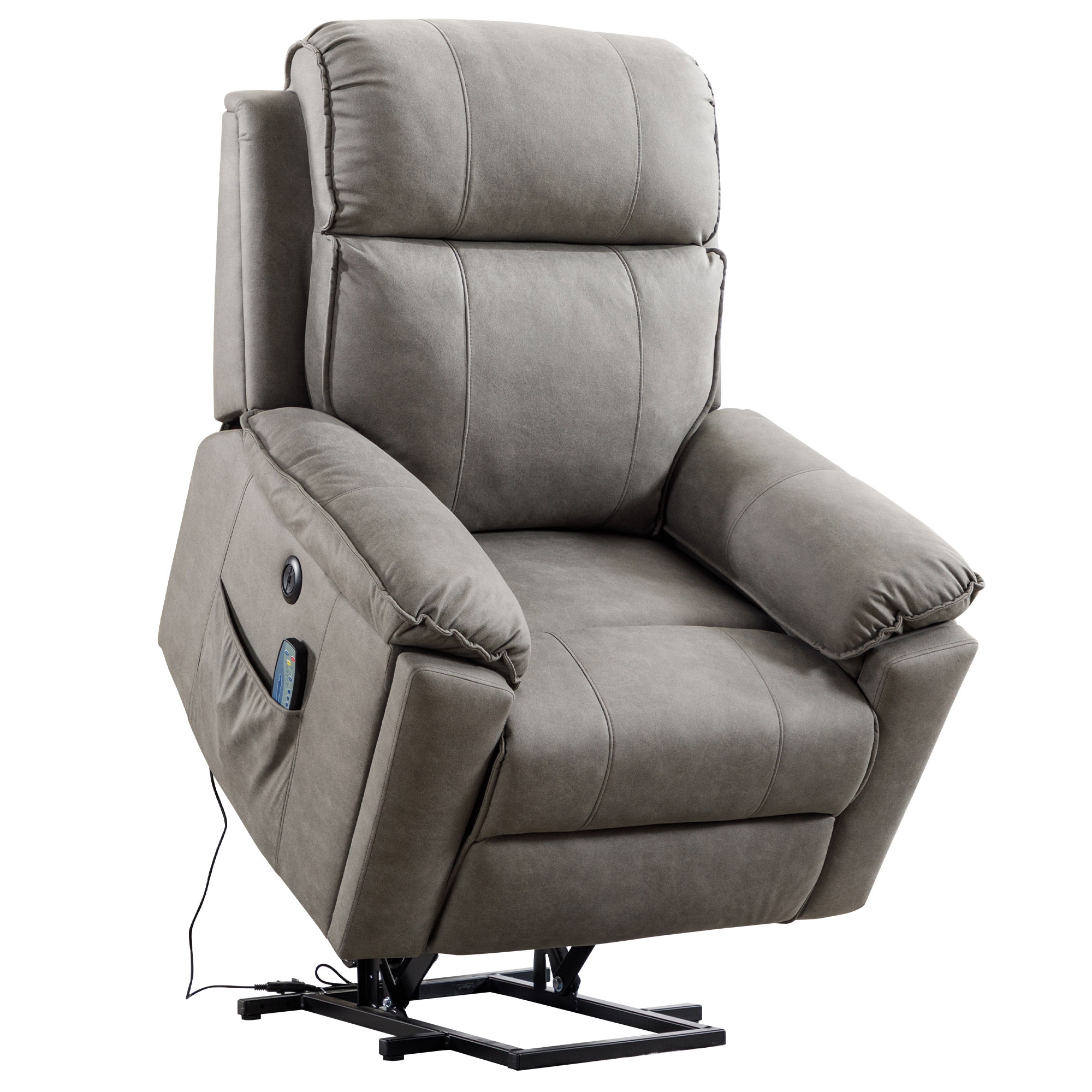 Recliner Chair Electric Power Lift Recliner Chair with Massage and Heat for Elderly, with Side Pockets, Hidden Cup Holder