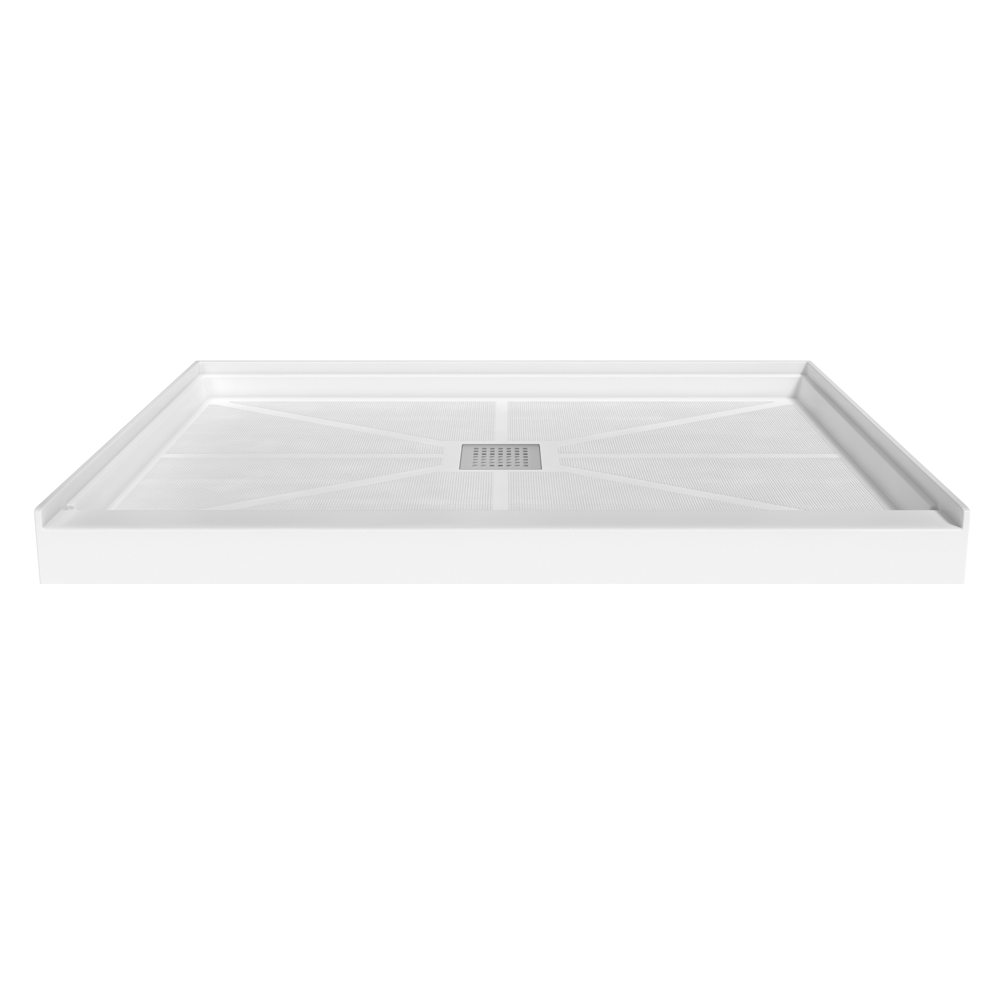 Rectangle Solid Surface White Shower Pan Base with Center Drain