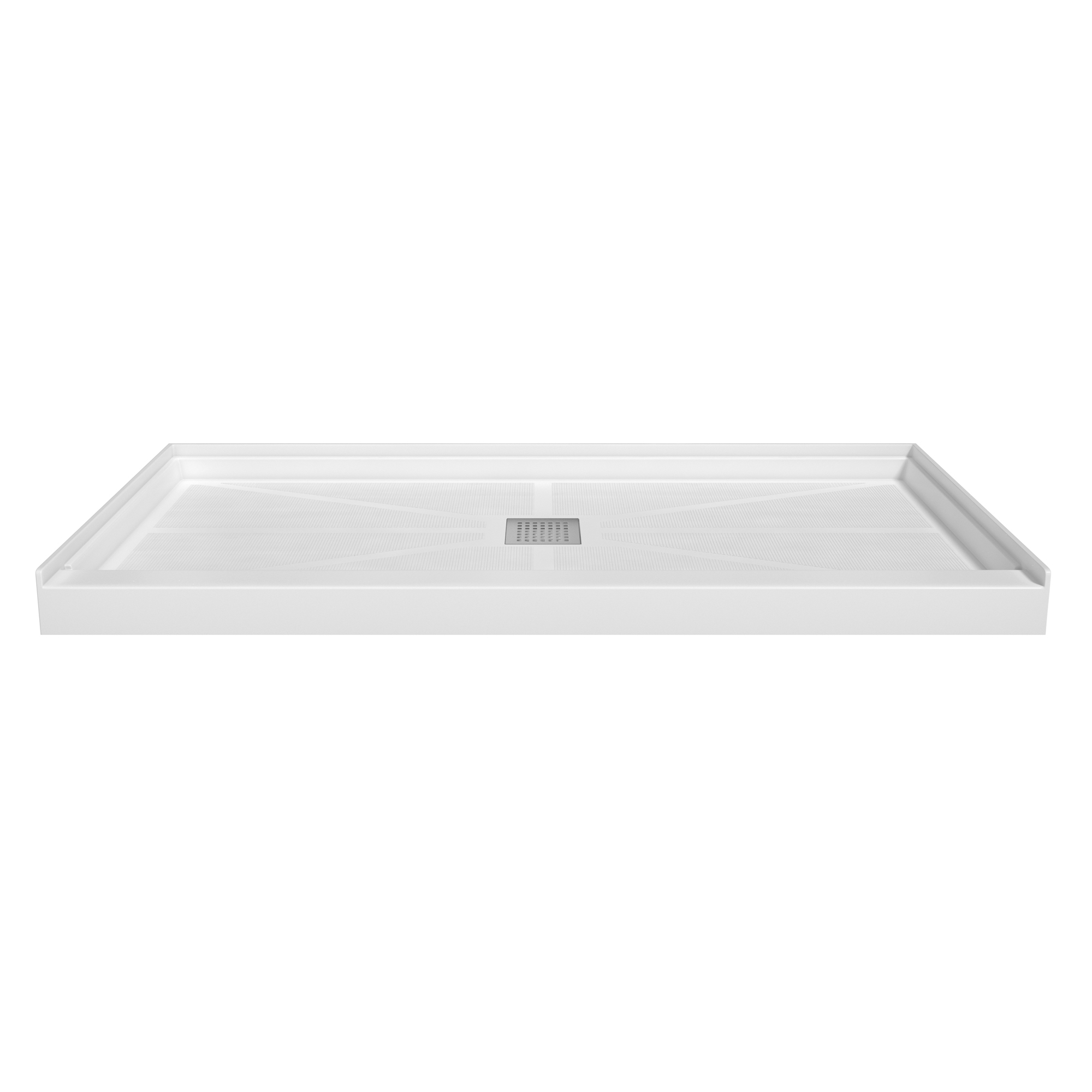 Rectangle Solid Surface White Shower Pan Base with Center Drain