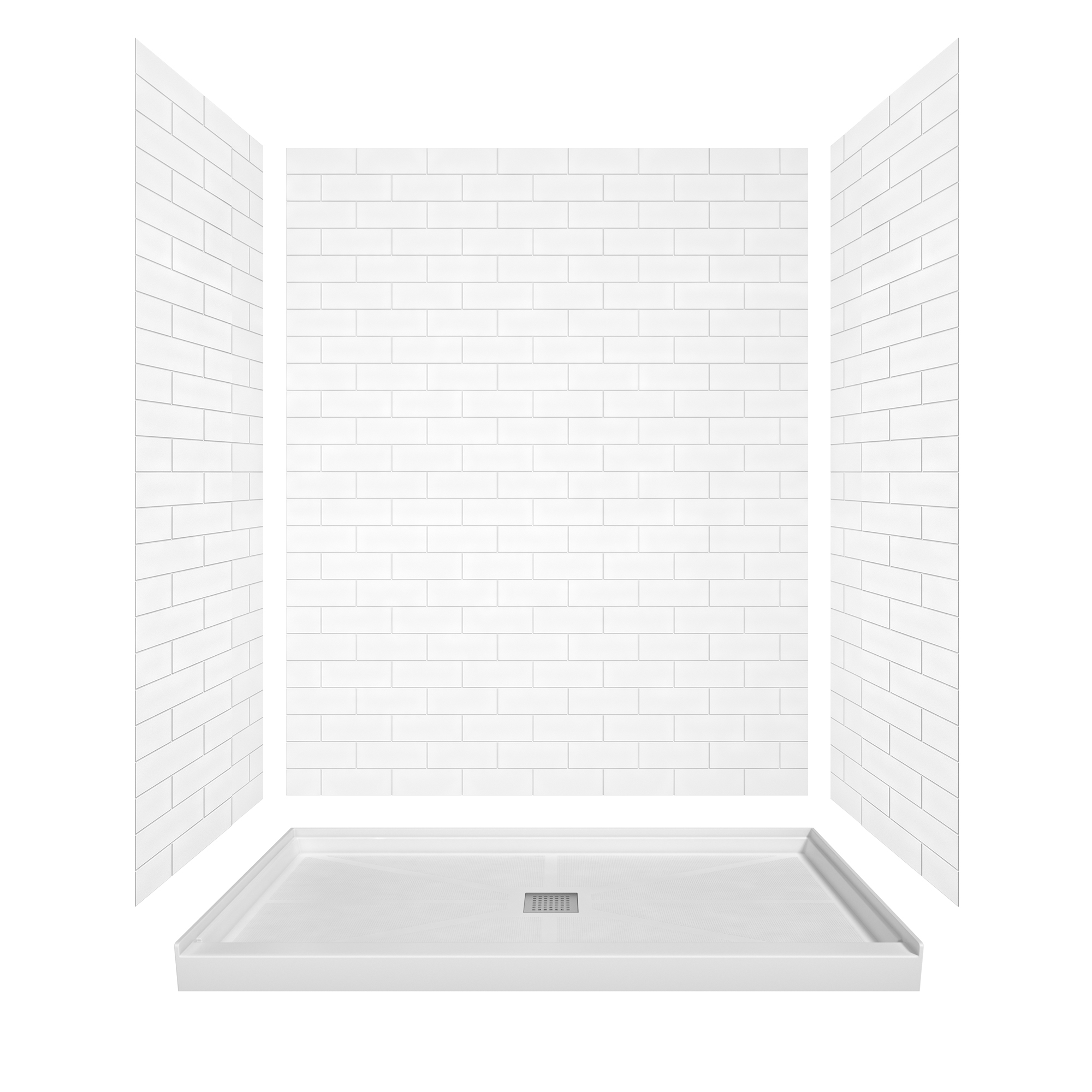 Rectangle Solid Surface White Shower Pan Base with Center Drain