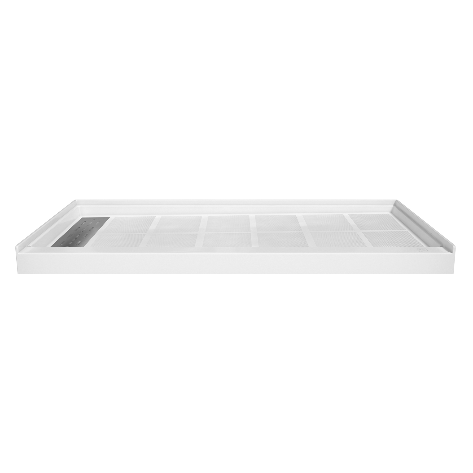 60"x30" Solid Surface Alcove Shower Pan Base in White, Drain Included