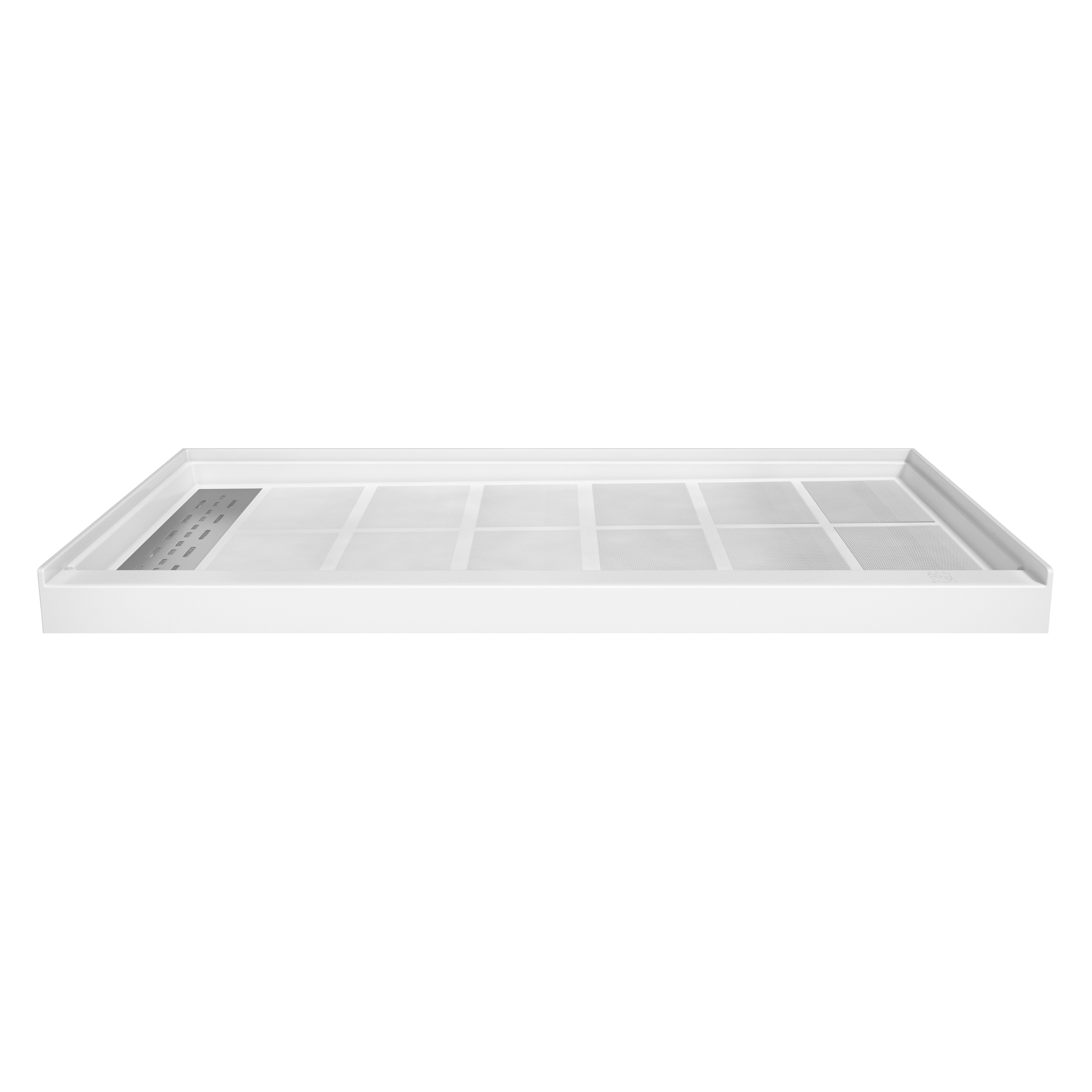 60"x32" White Solid Surface Single Threshold Alcove Shower Pan Base
