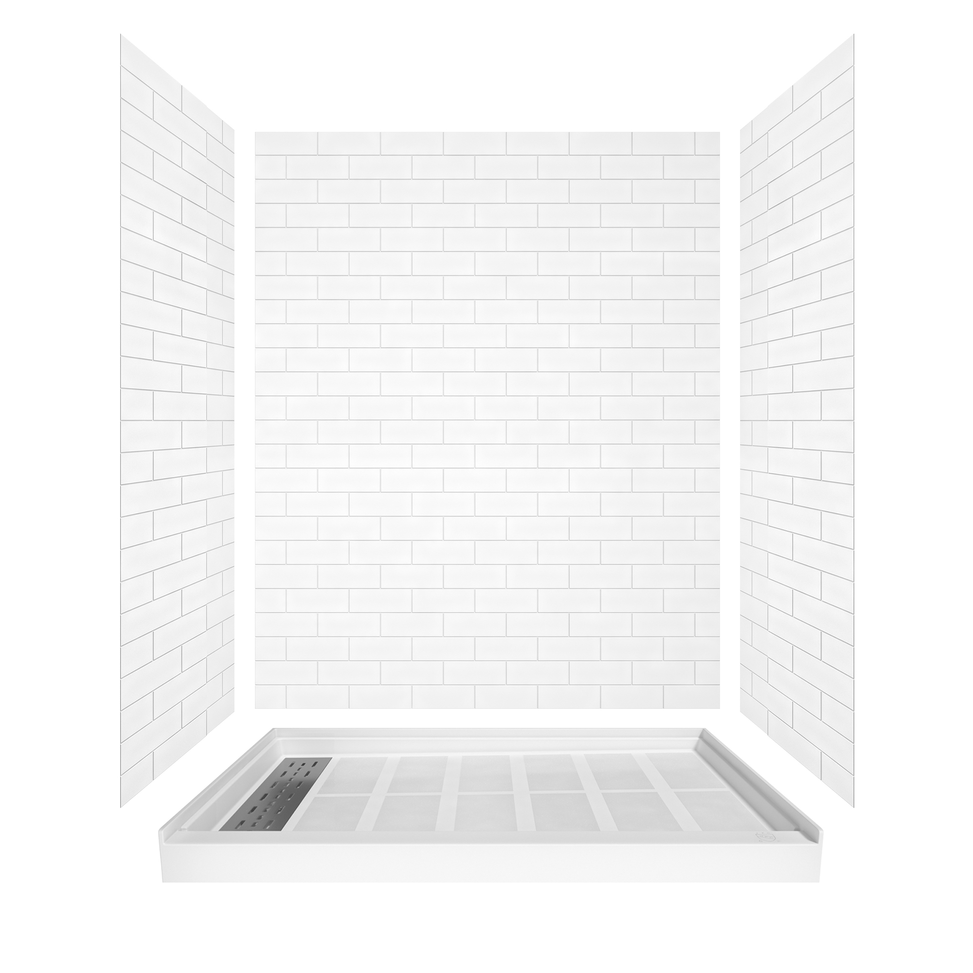 48"x36" SMC Solid White Shower Base with Non-Slip Surface, CUPC Certified