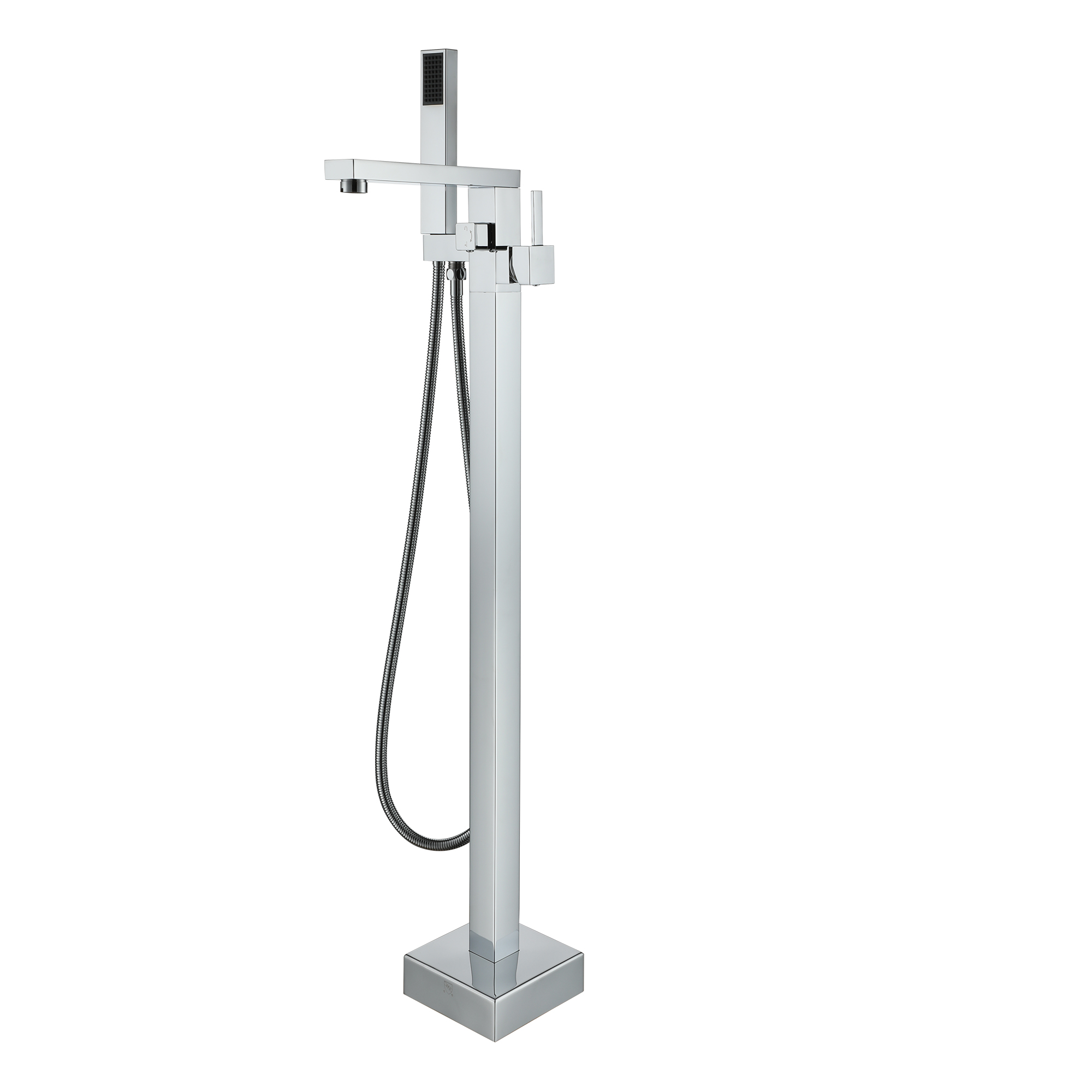 Bathroom Tub Filler with Vertical Spout and Rectangular Hand Shower