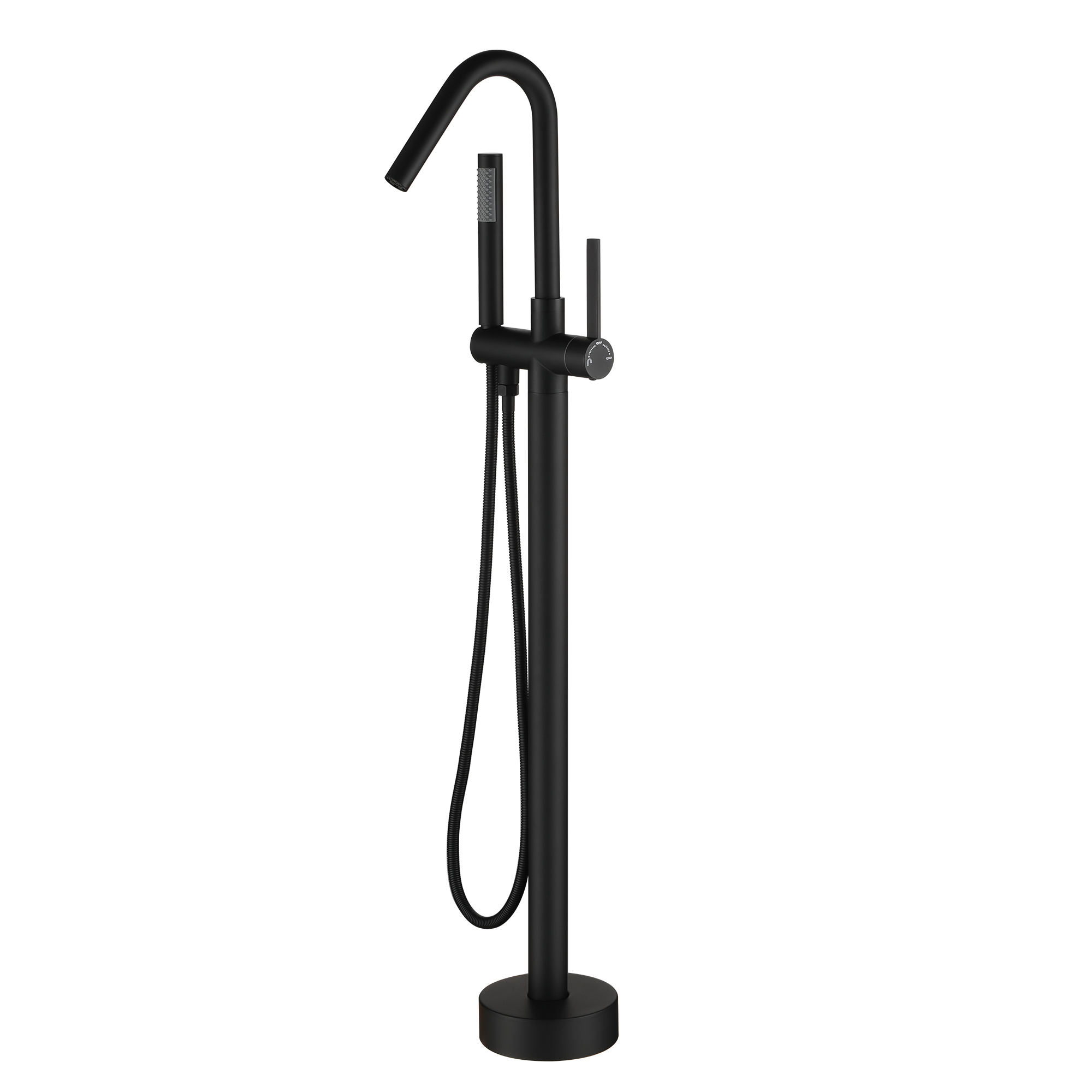 Freestanding Bathtub Faucet with Hand Shower, 360-Degree Swivel Spout, 2.5 GPM High Flow Rate Brushed Brass