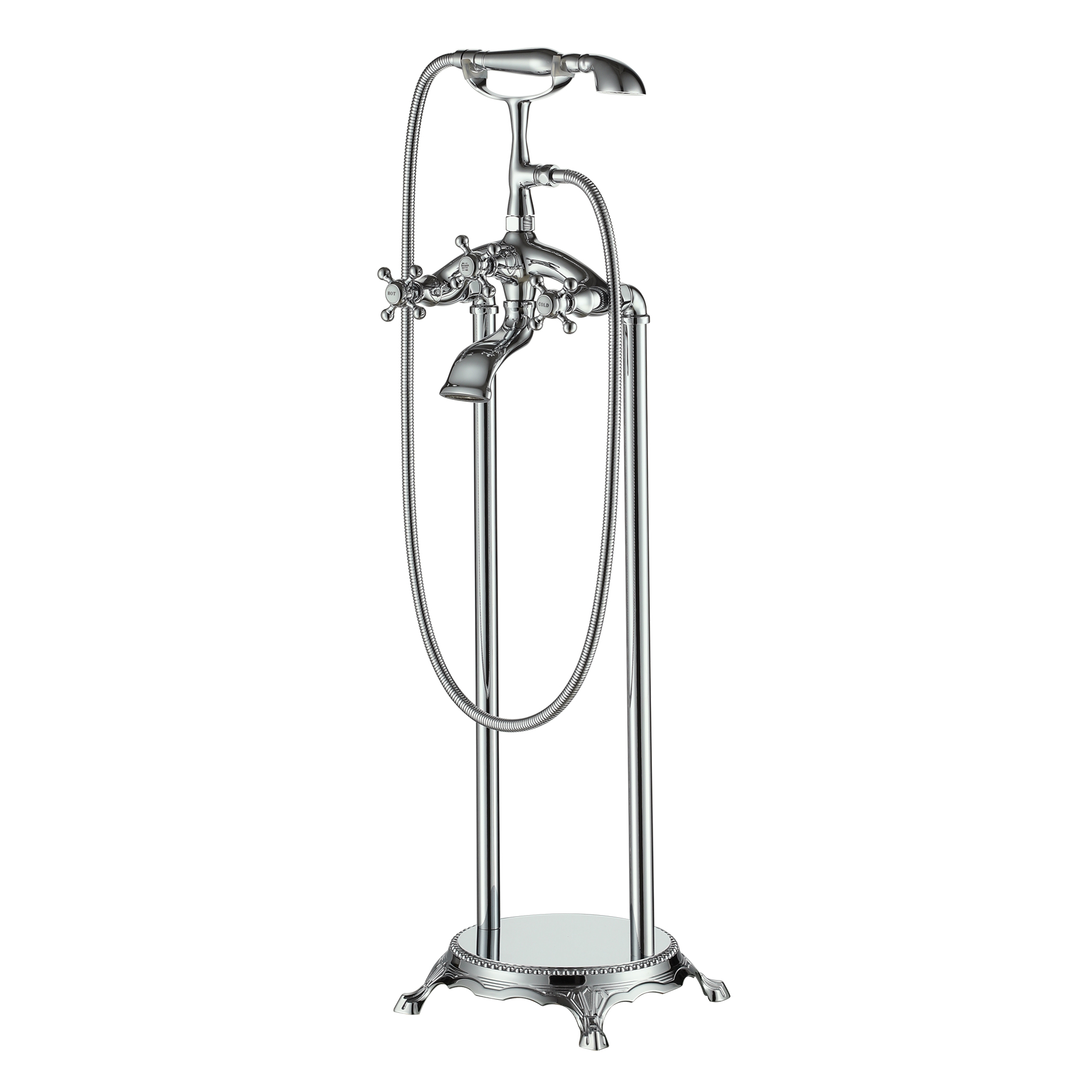 3-Handle Luxury Claw Foot Freestanding Tub Faucet in Chrome/Oil Rubbed Bronze