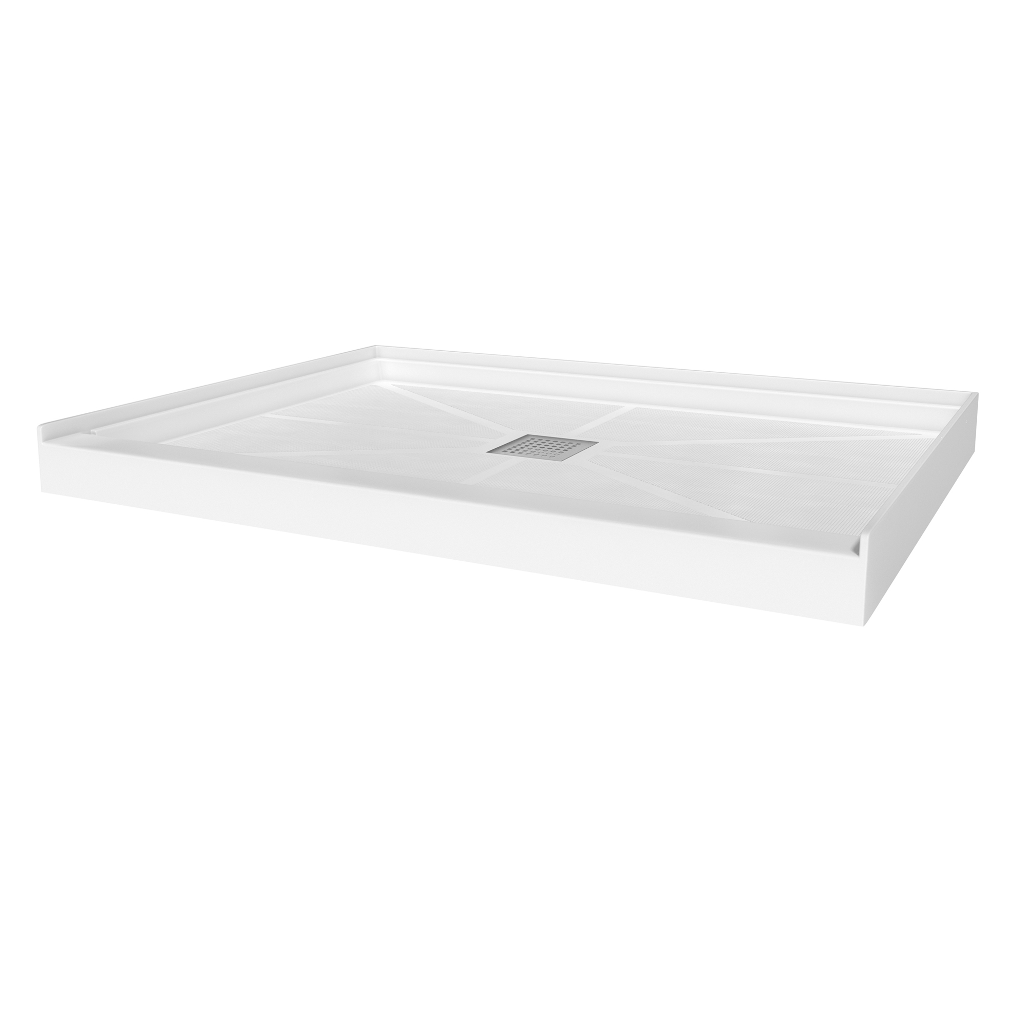 Rectangle Solid Surface White Shower Pan Base with Center Drain
