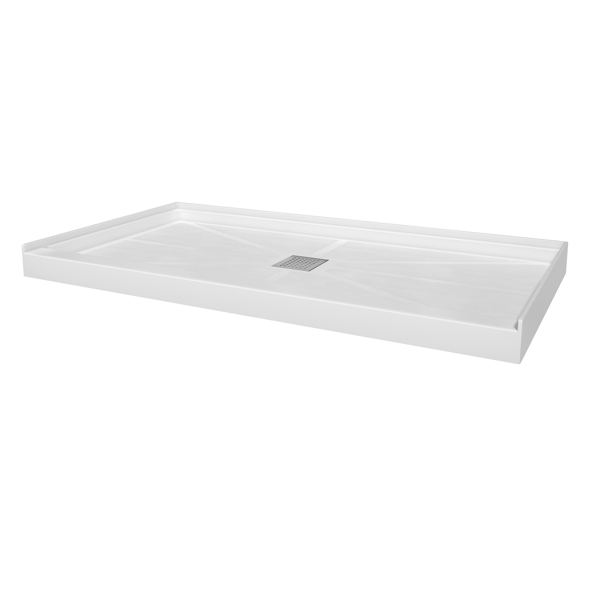 Rectangle Solid Surface White Shower Pan Base with Center Drain