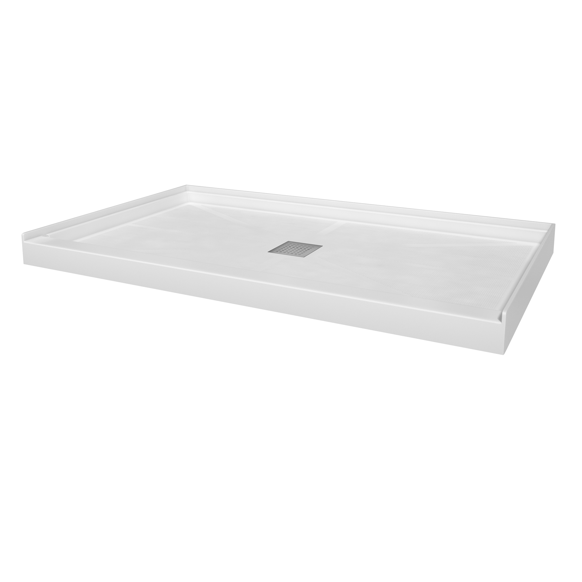 Rectangle Solid Surface White Shower Pan Base with Center Drain
