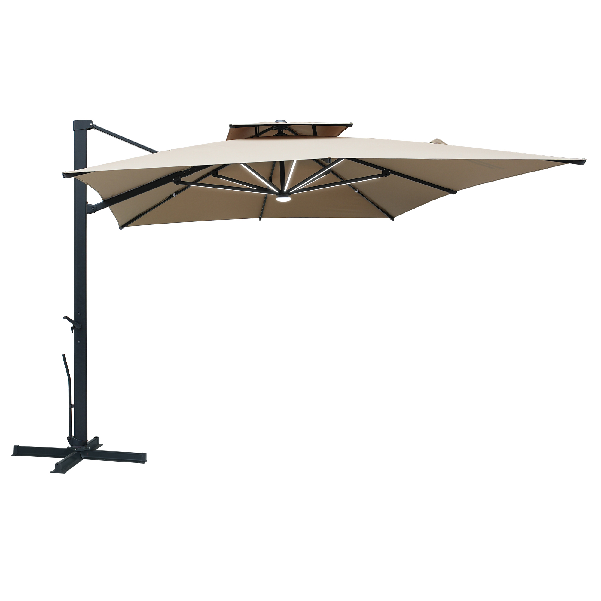 13-Ft Aluminum Patio Cantilever Umbrella with Removable Light Strips and Tilt Function