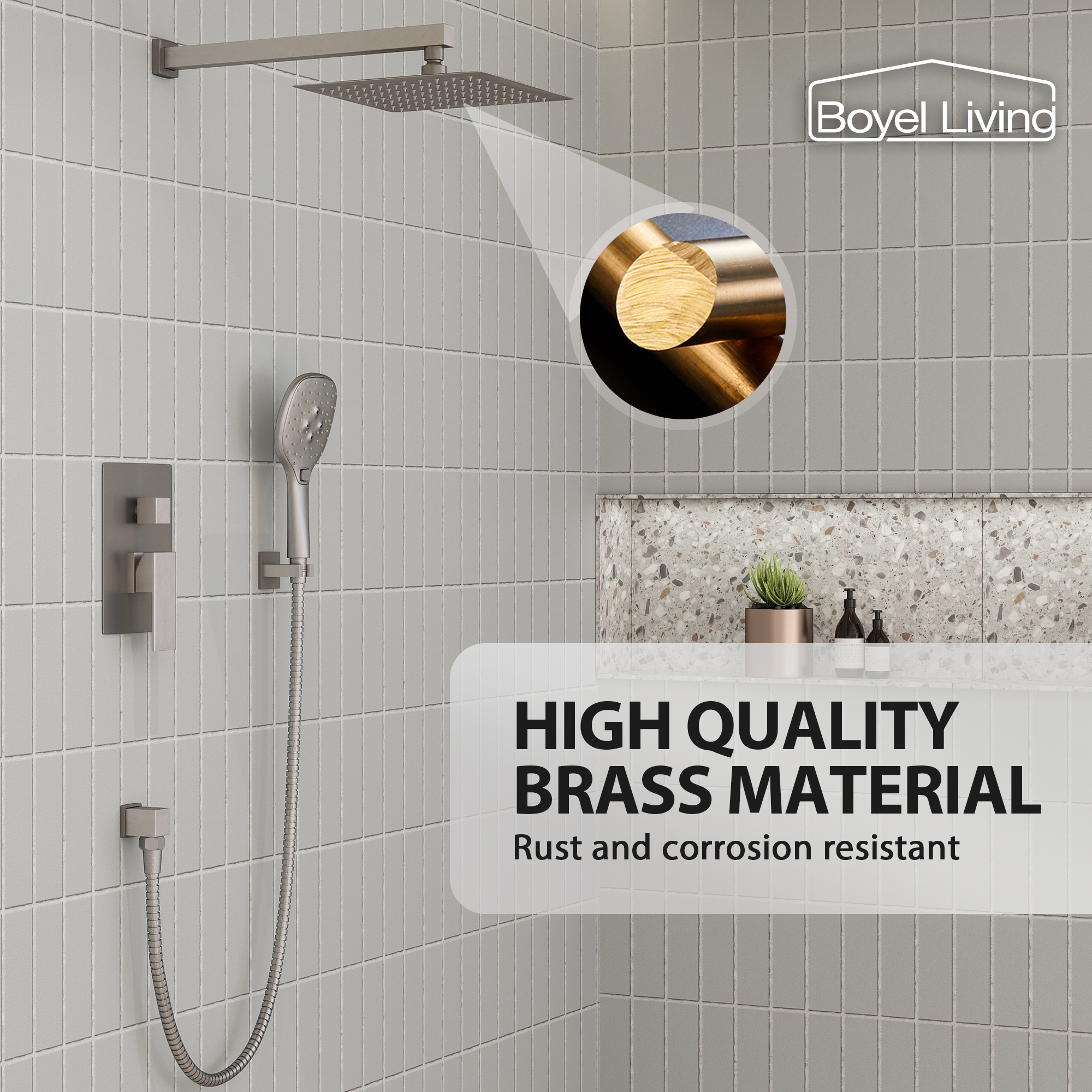 10" Wall Mounted 2 Function Dual Shower Head System with Handheld