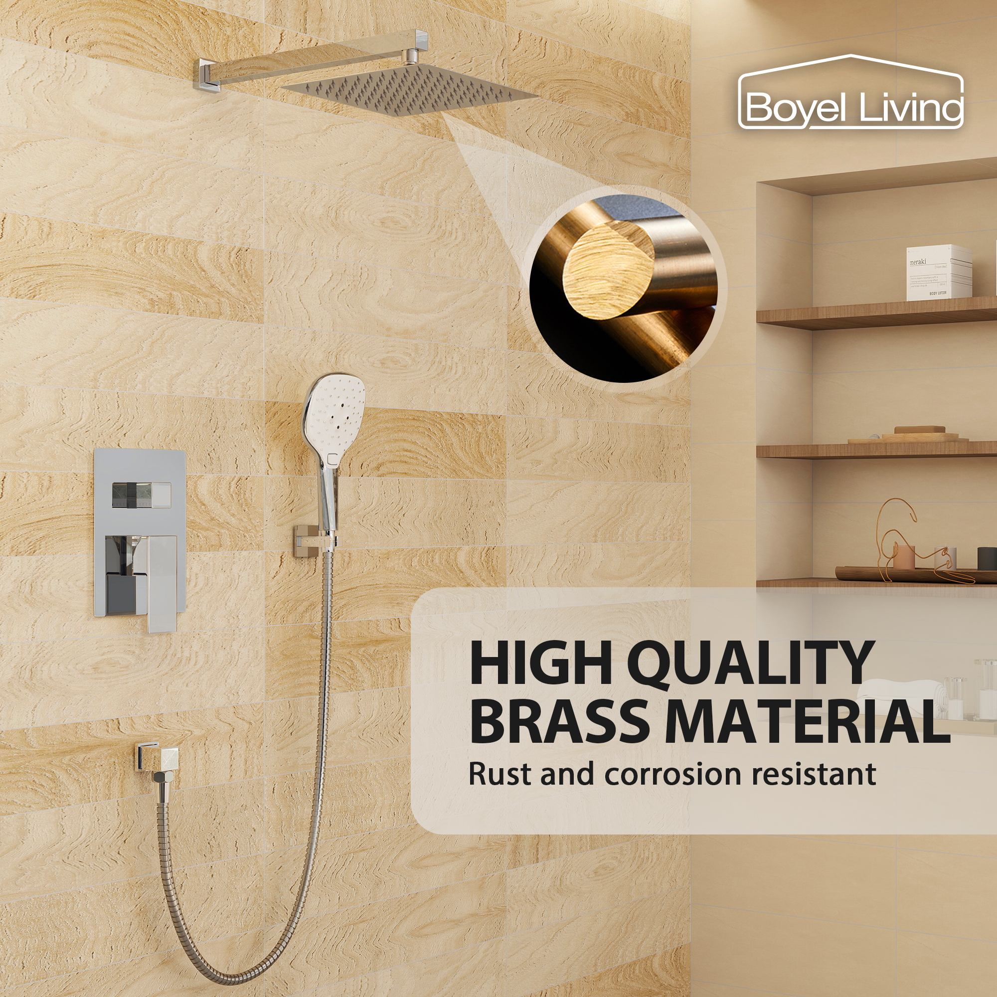 10" Wall Mounted 2 Function Dual Shower Head System with Handheld