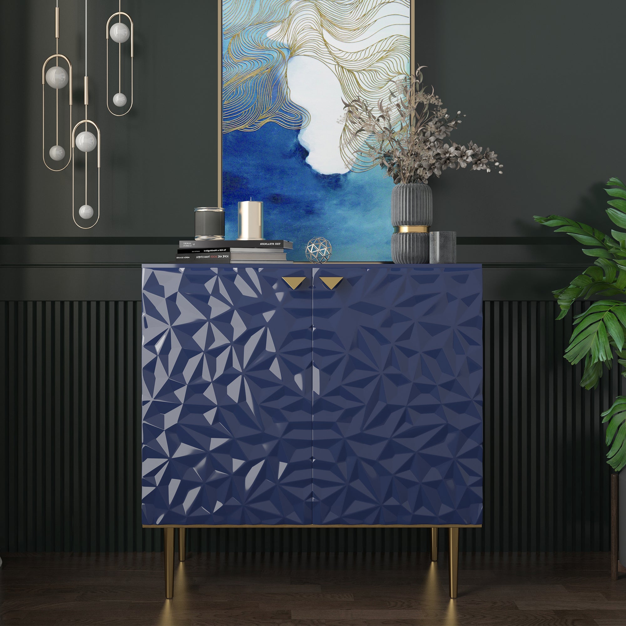 Boyel Living 2 Door Cabinet With Elegant Raised Diamond Pattern