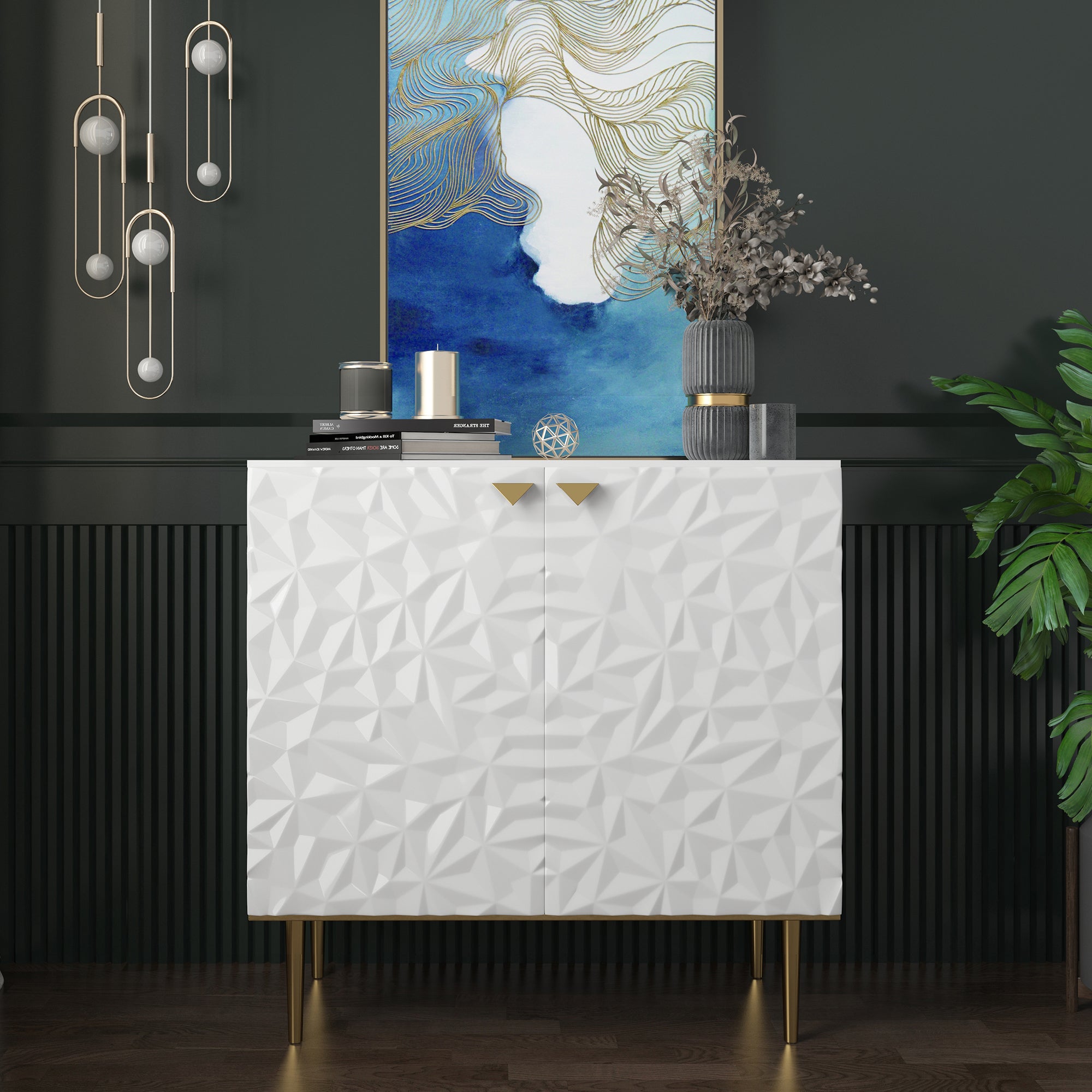 Boyel Living 2 Door Cabinet With Elegant Raised Diamond Pattern